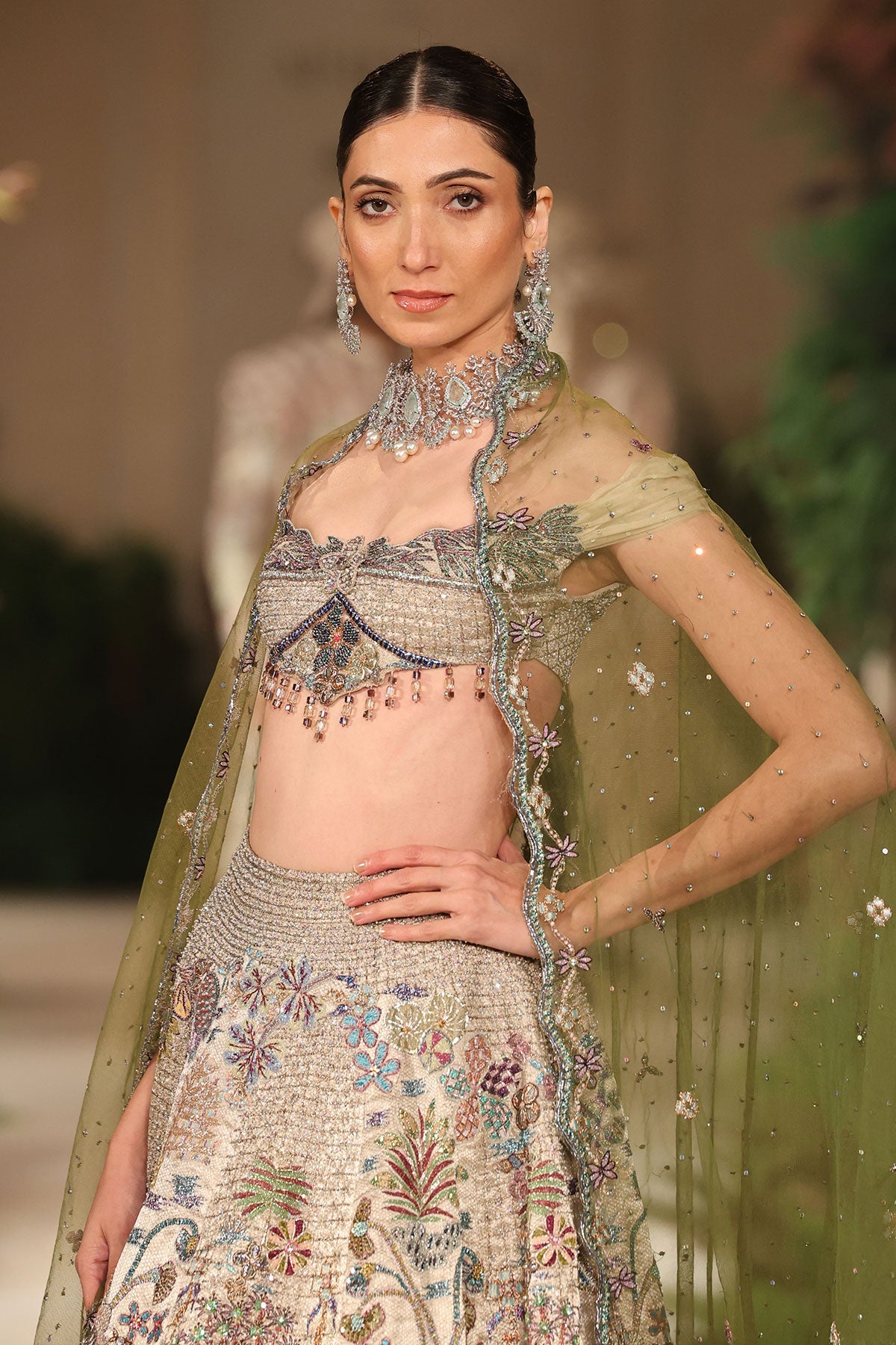 Solstice - Silver Banarasi Tissue Brocade Lehenga