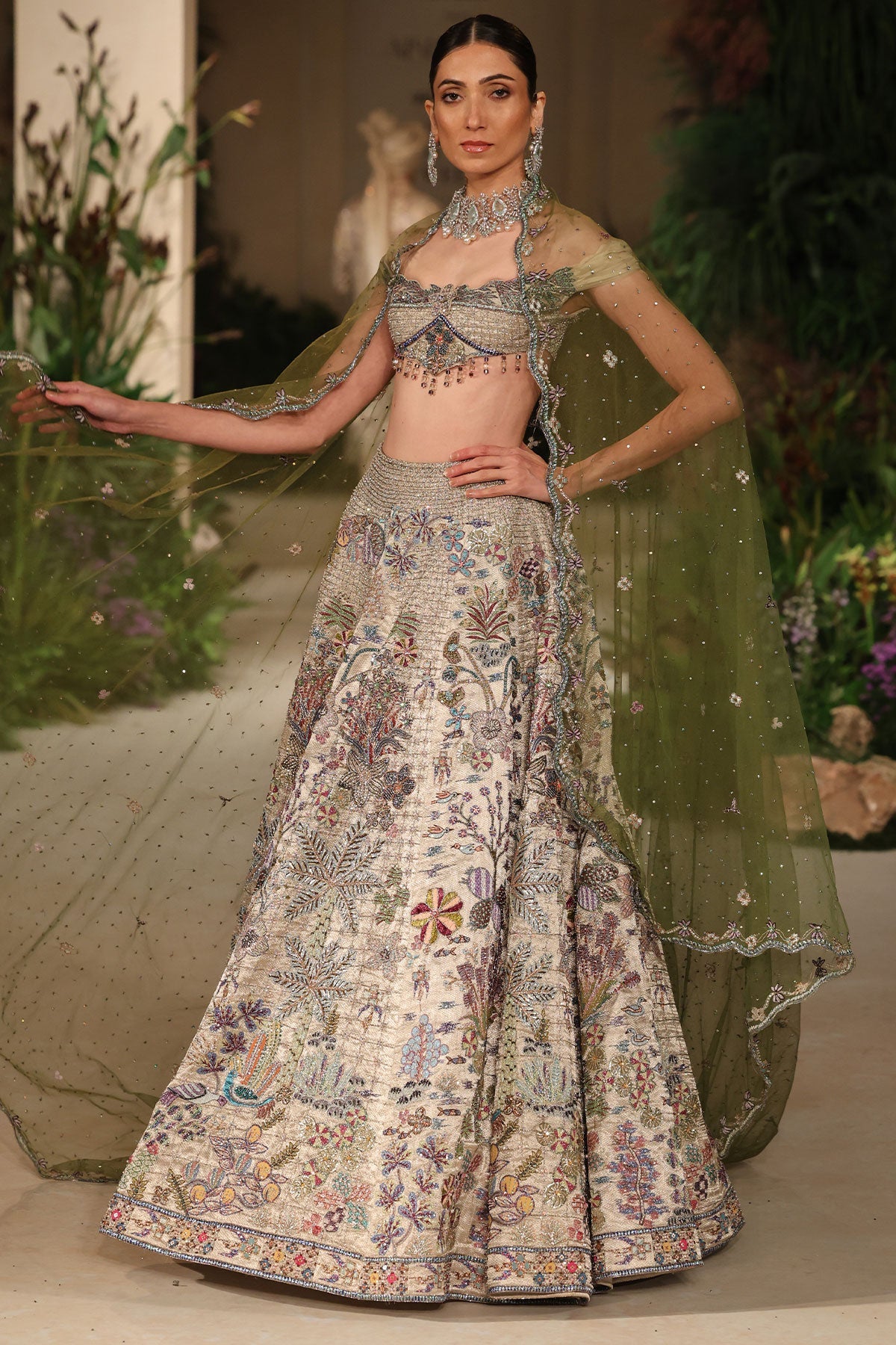 Solstice - Silver Banarasi Tissue Brocade Lehenga
