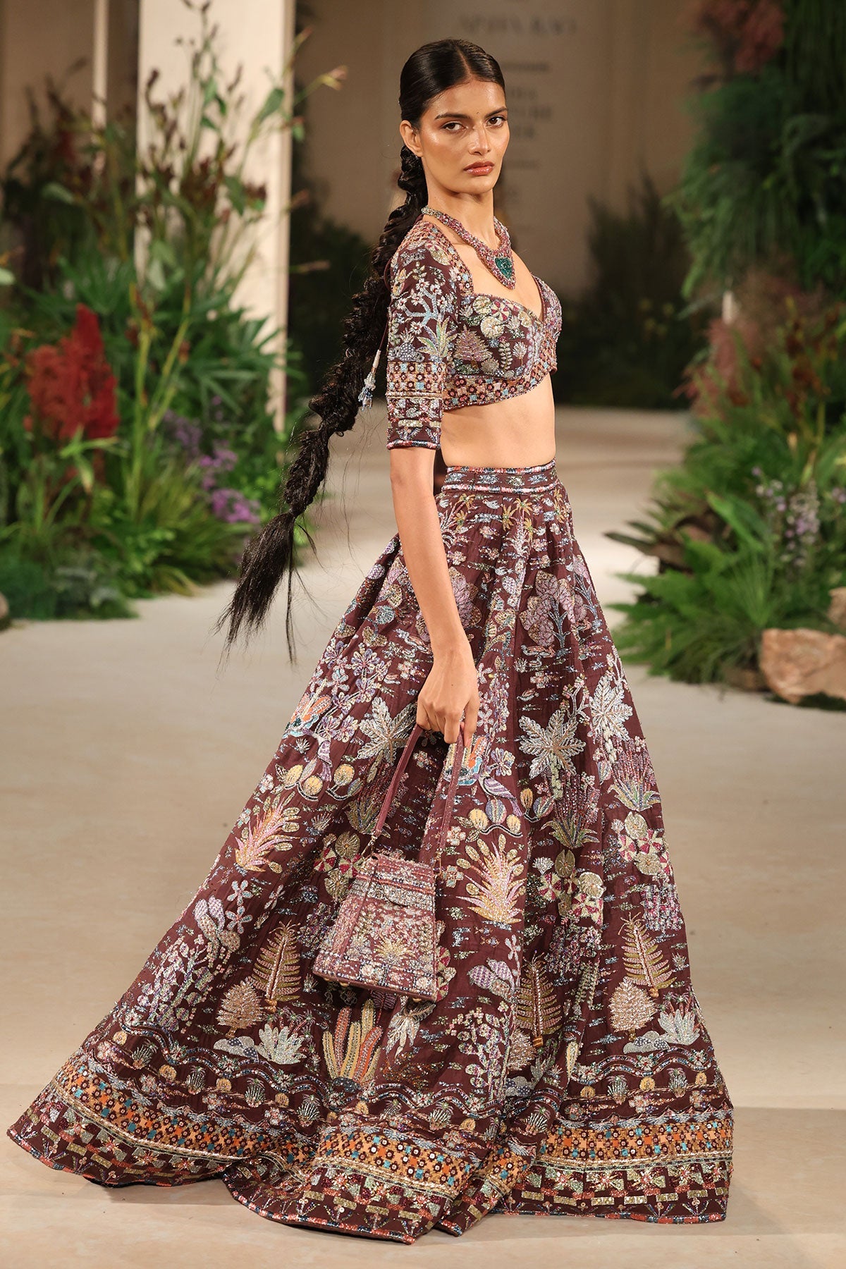 Twinkleheart - Teakberry Raw Silk Lehenga