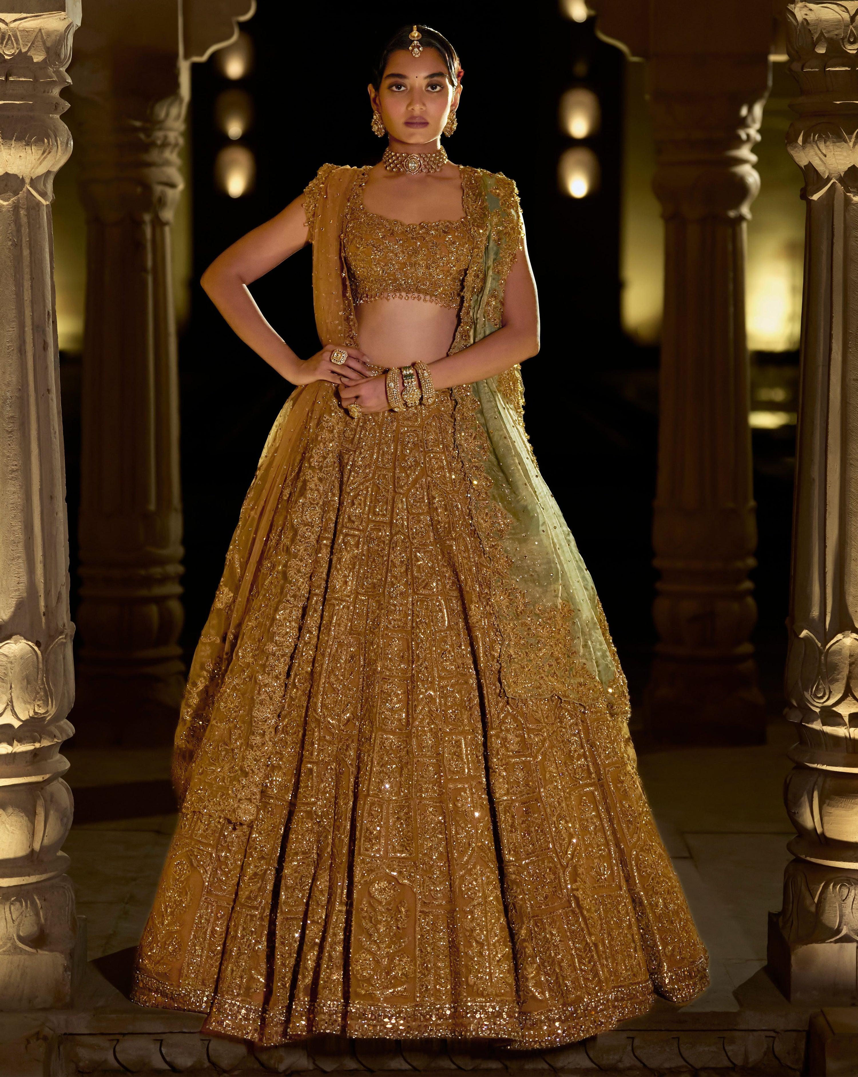 Antique Gold Lehenga Set