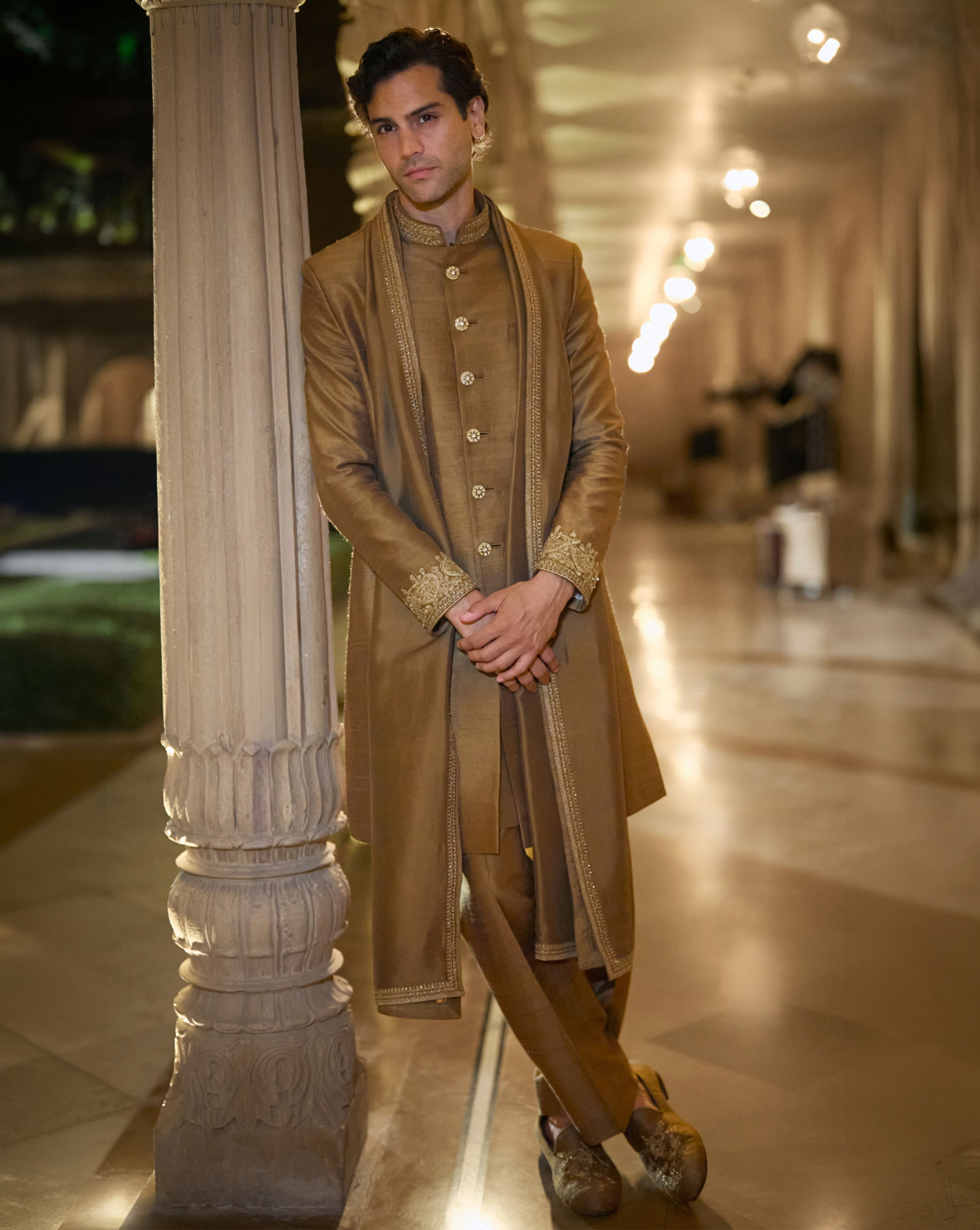 Antique Gold Sherwani Set