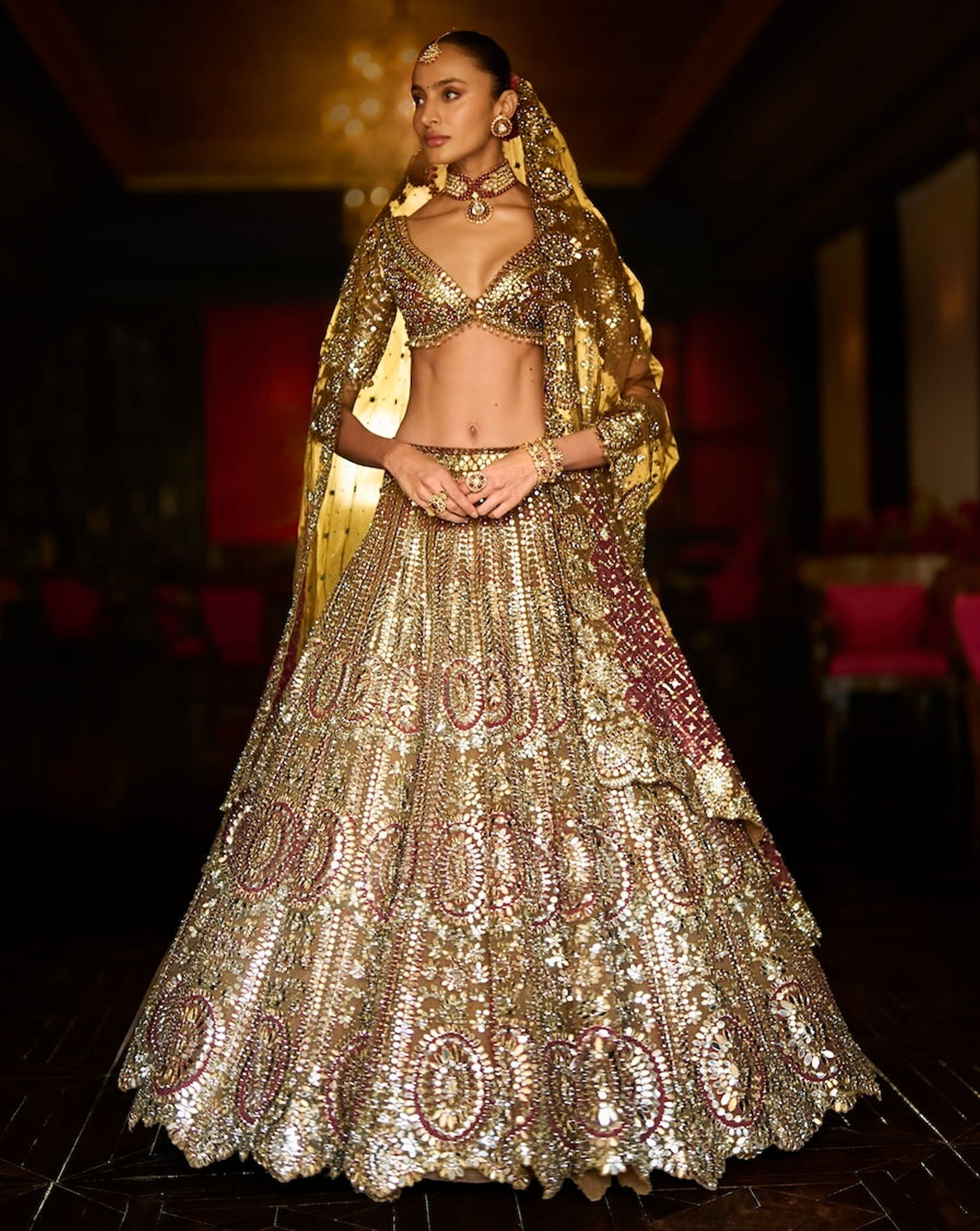 Applique Mirror Work Lehenga Set