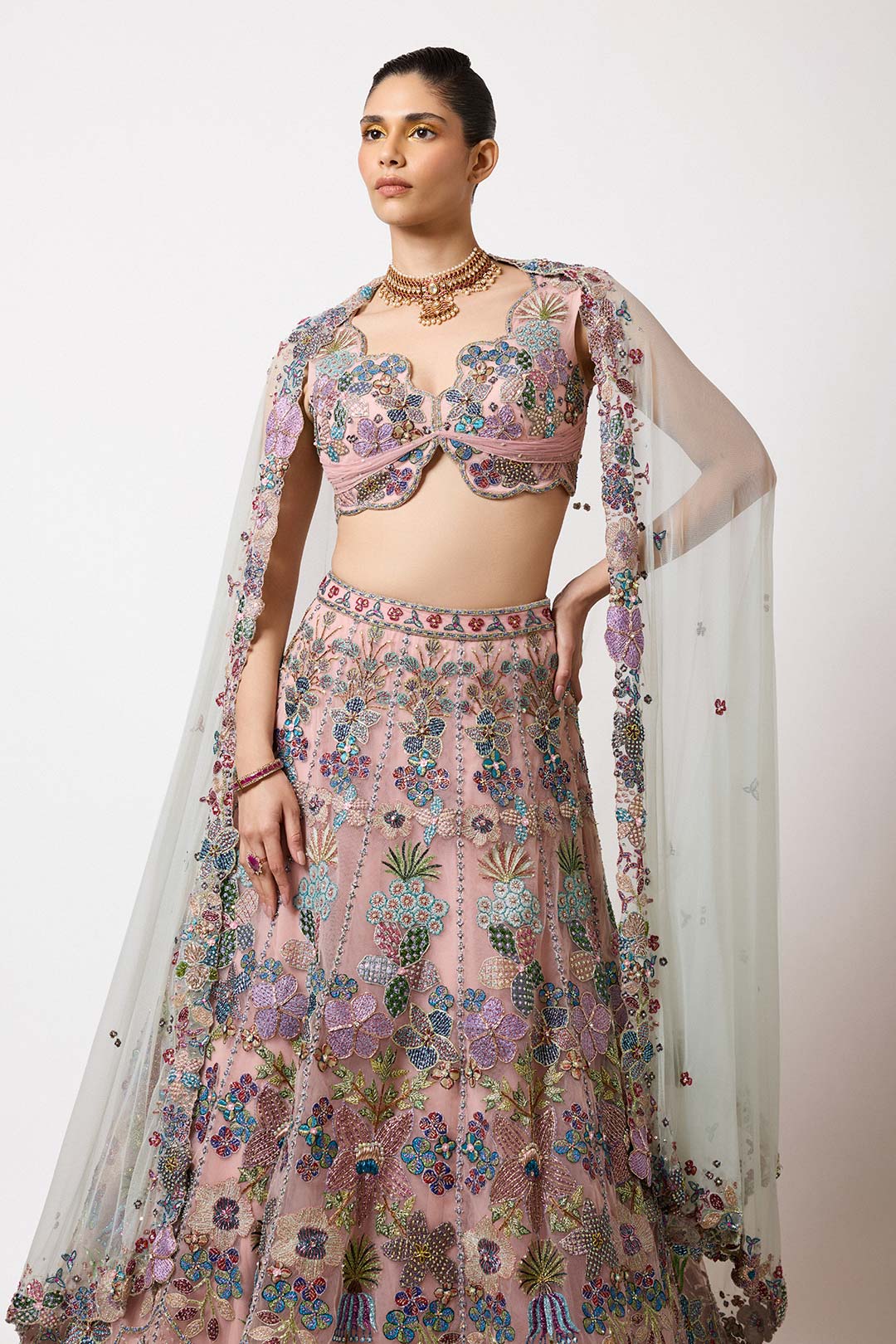 Lunisse - Baby Pink Tulle Lehenga