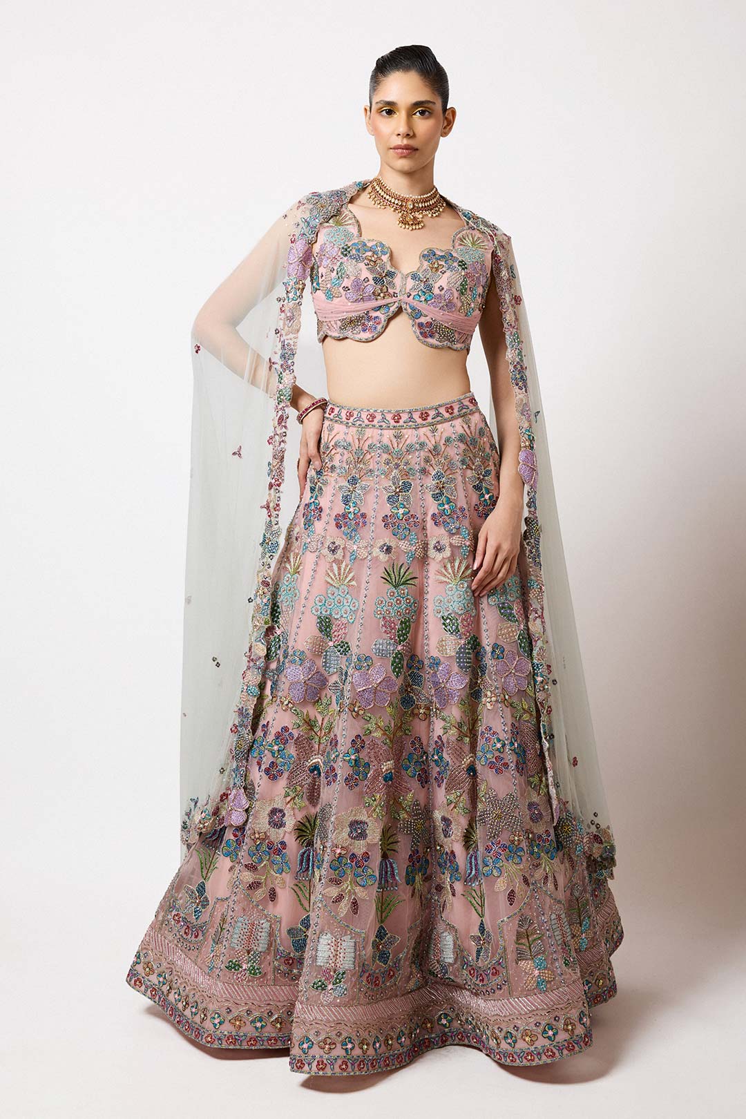 Lunisse - Baby Pink Tulle Lehenga