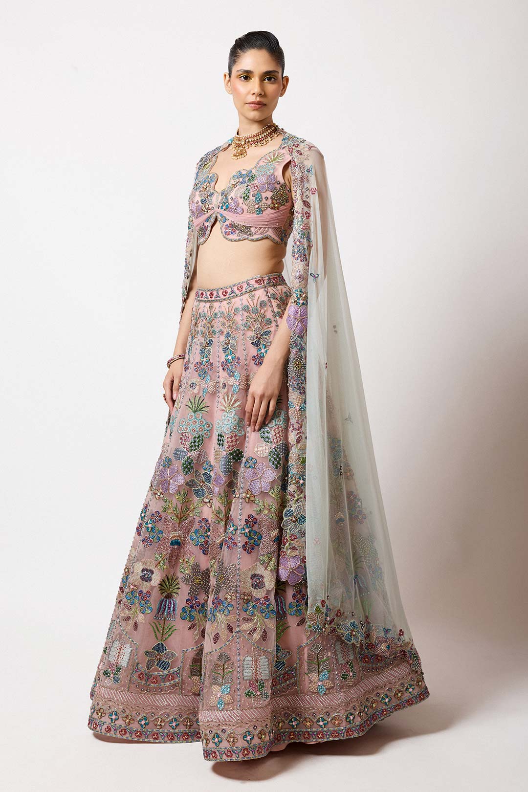 Lunisse - Baby Pink Tulle Lehenga