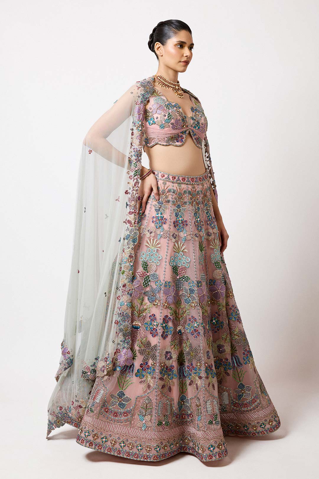 Lunisse - Baby Pink Tulle Lehenga