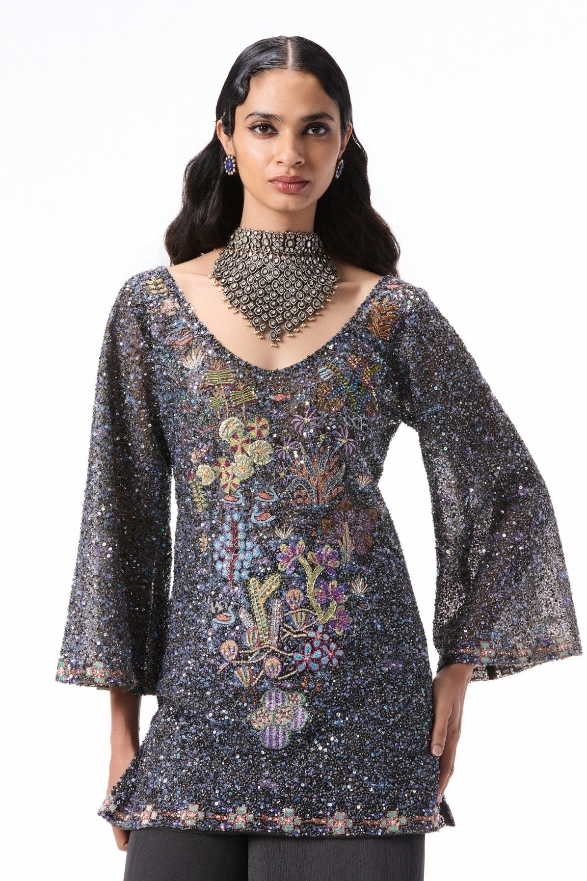 Bloomlush - Gunmetal Nulle & Chiffon Sharara