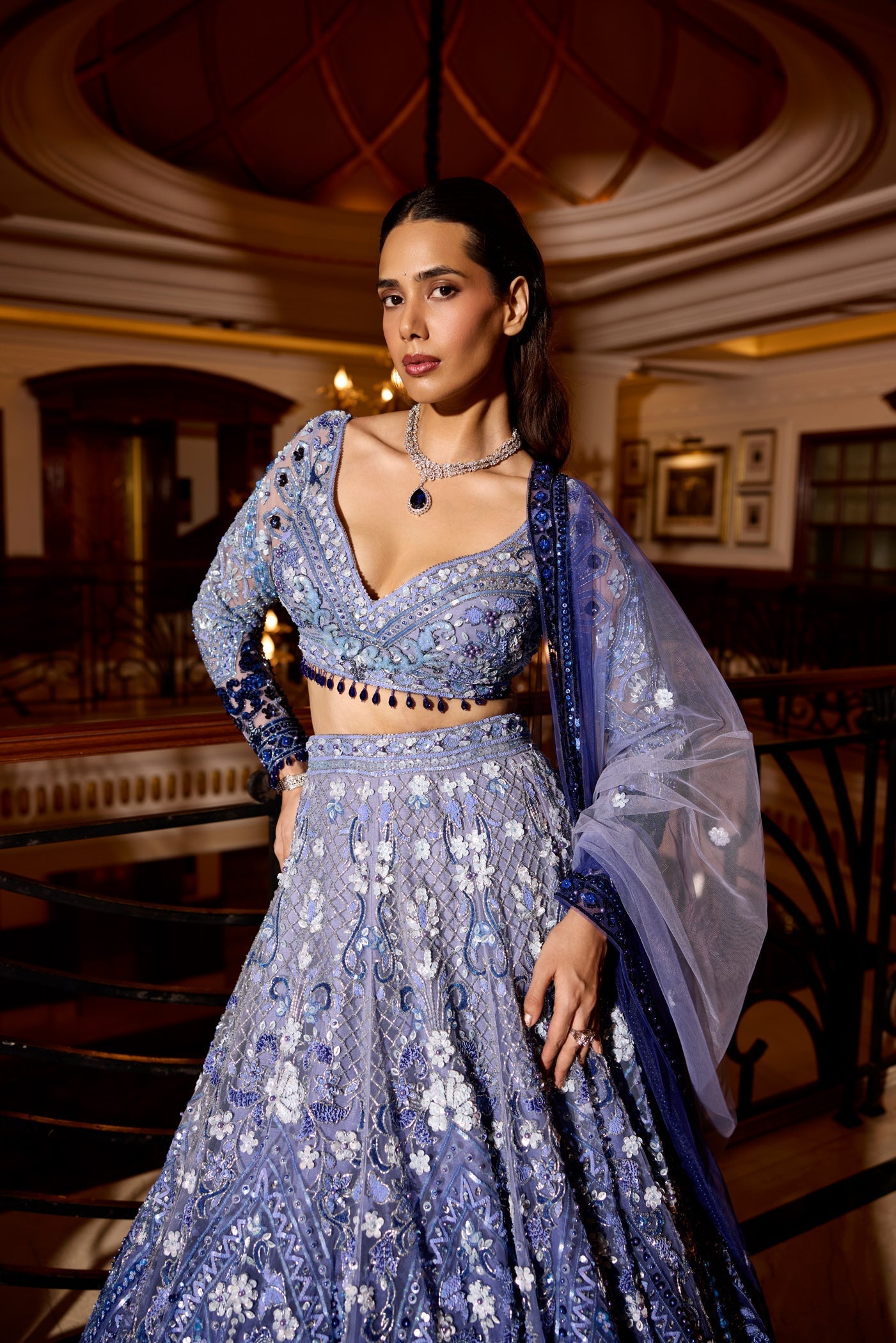 Cobalt Blue Ombre Aster Lehenga Set