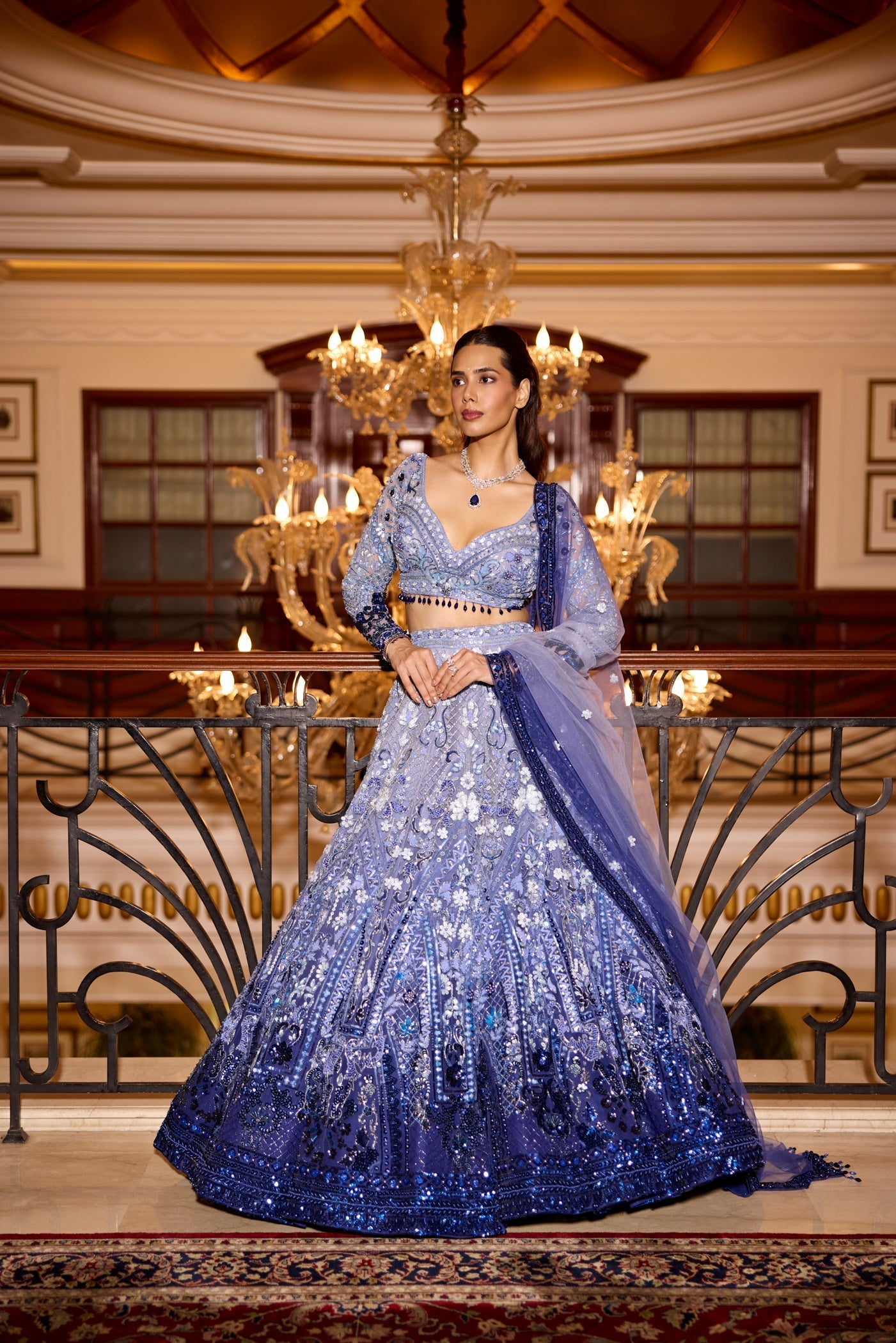 Cobalt Blue Ombre Aster Lehenga Set