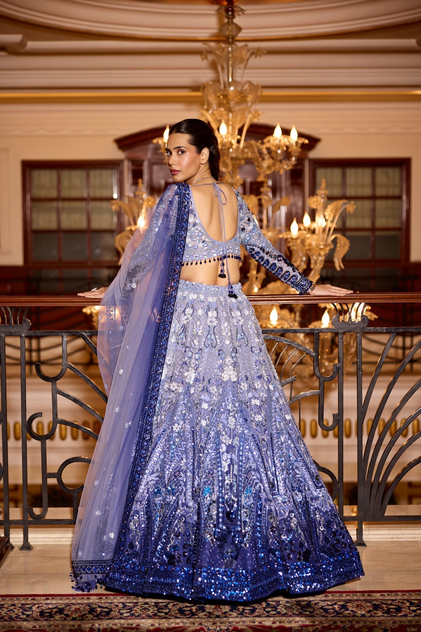 Cobalt Blue Ombre Aster Lehenga Set