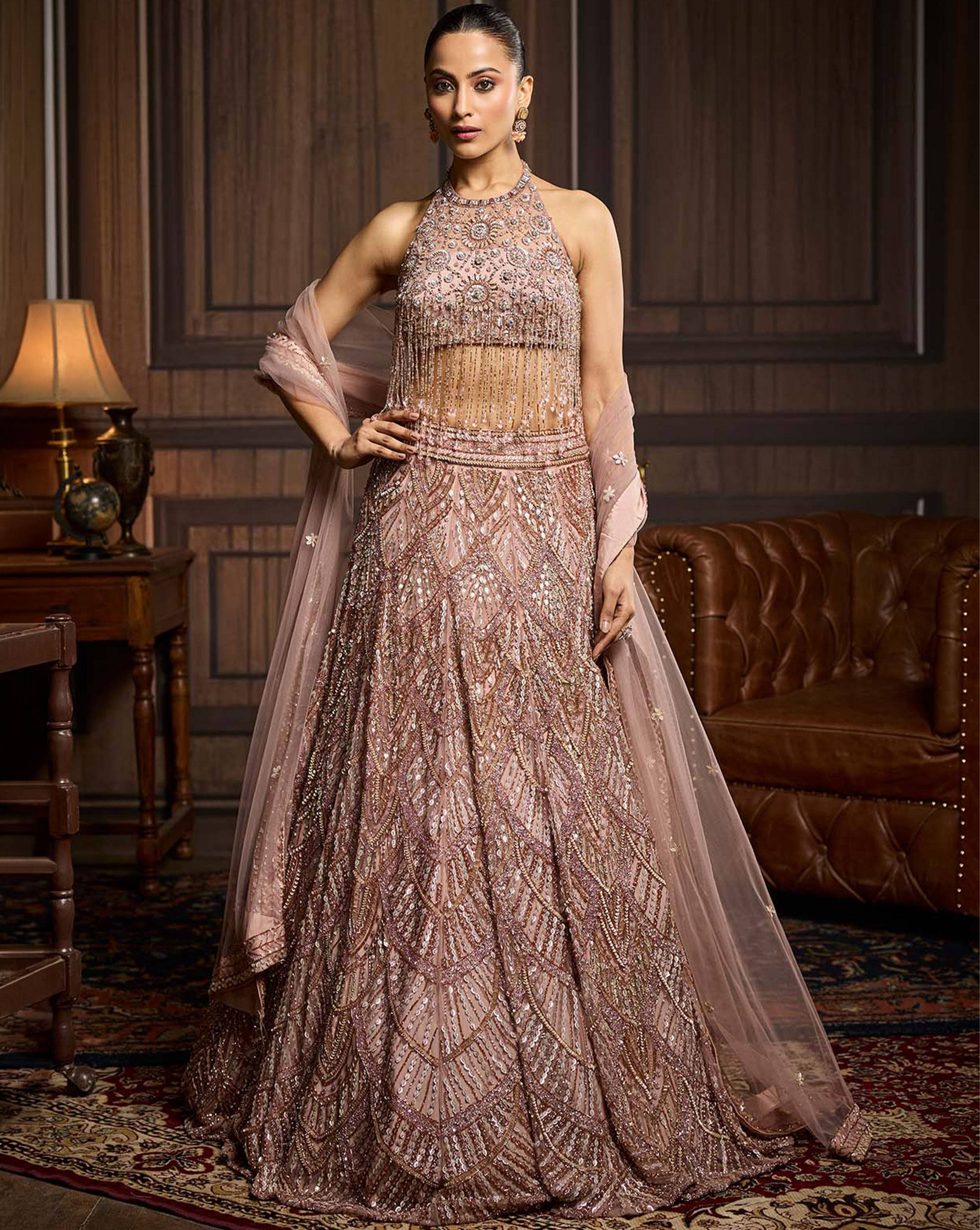 Blush Pink Embellished Lehenga Set