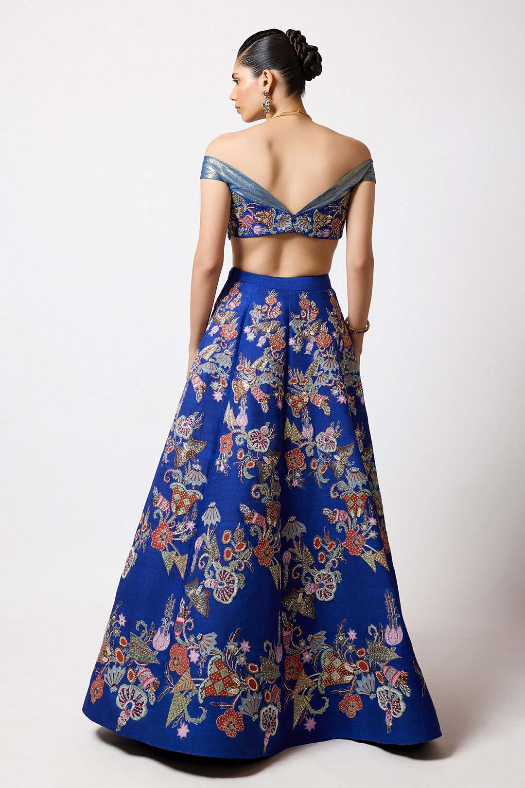 Niviora - Electric Blue Raw Silk Butterfly Lehenga