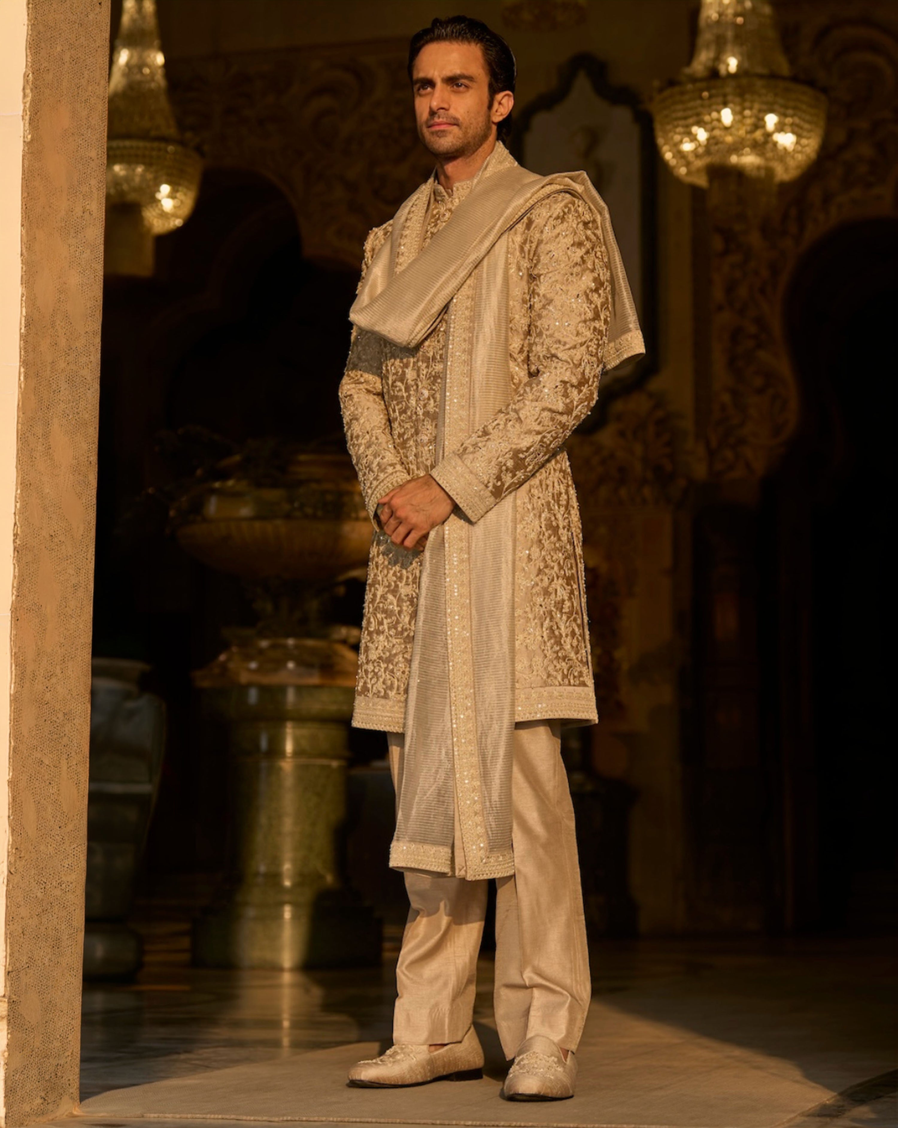 Champagne Gold Sherwani Set