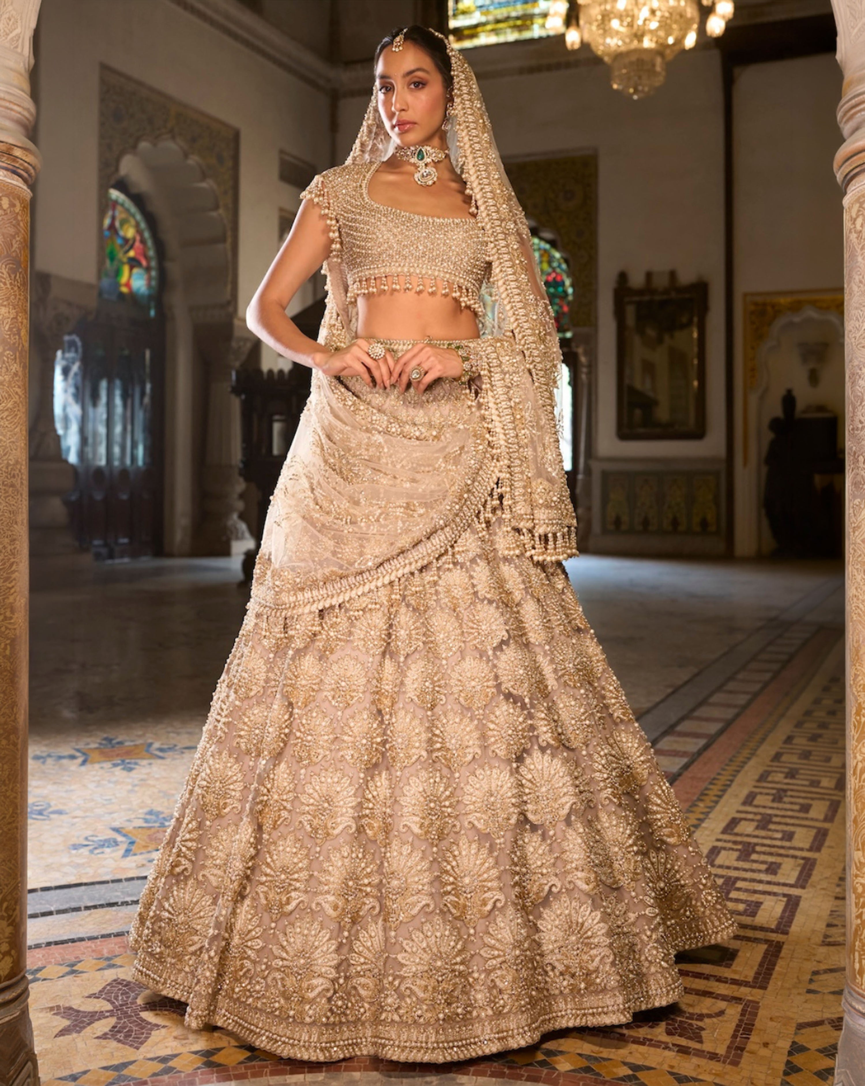 Champagne Pearl Lehenga Set