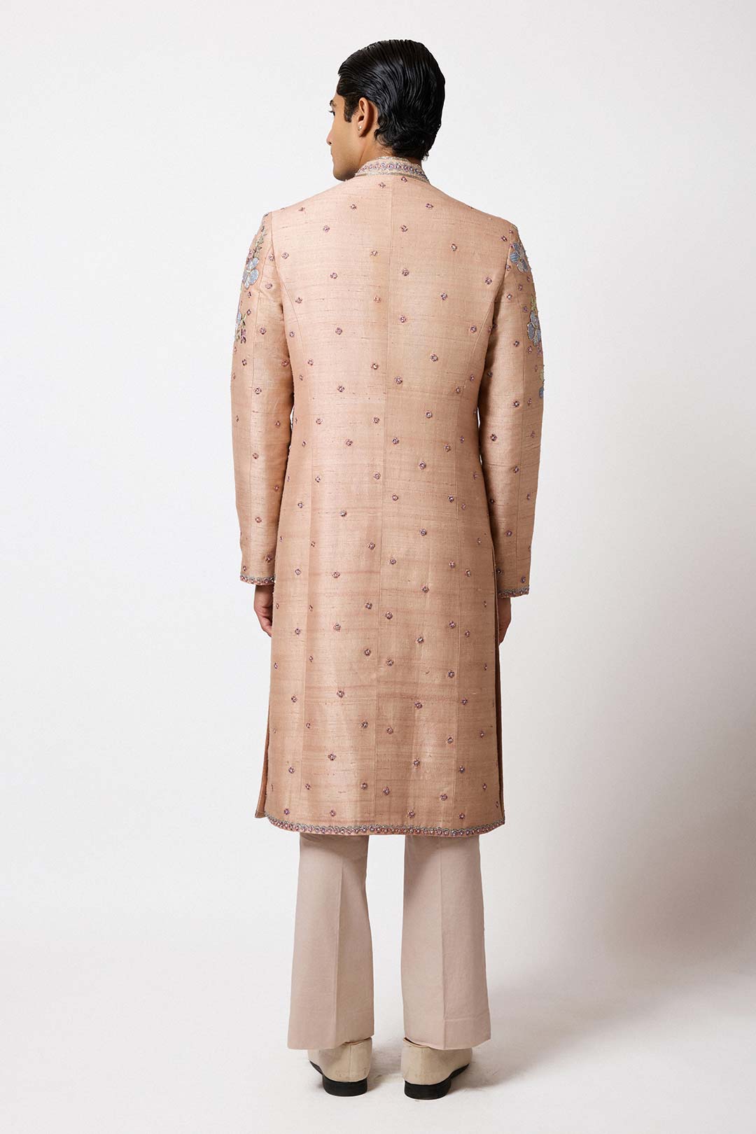 Roan - Champagne Raw Silk Sherwani