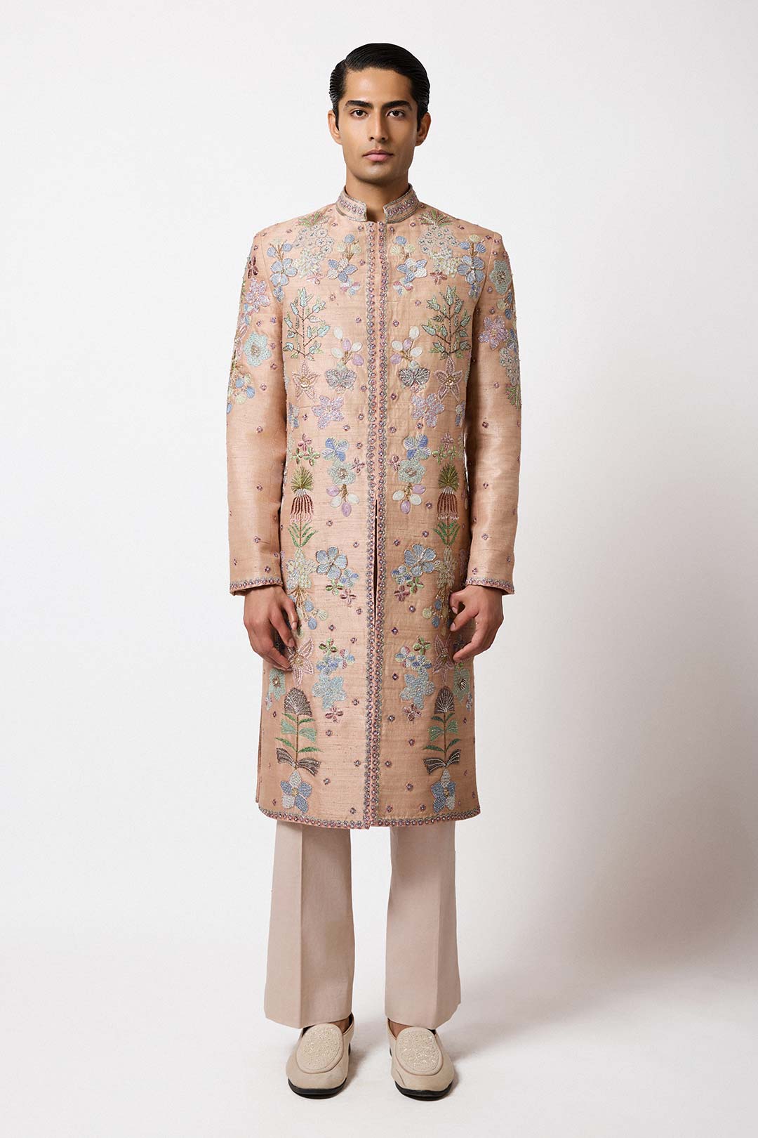 Roan - Champagne Raw Silk Sherwani