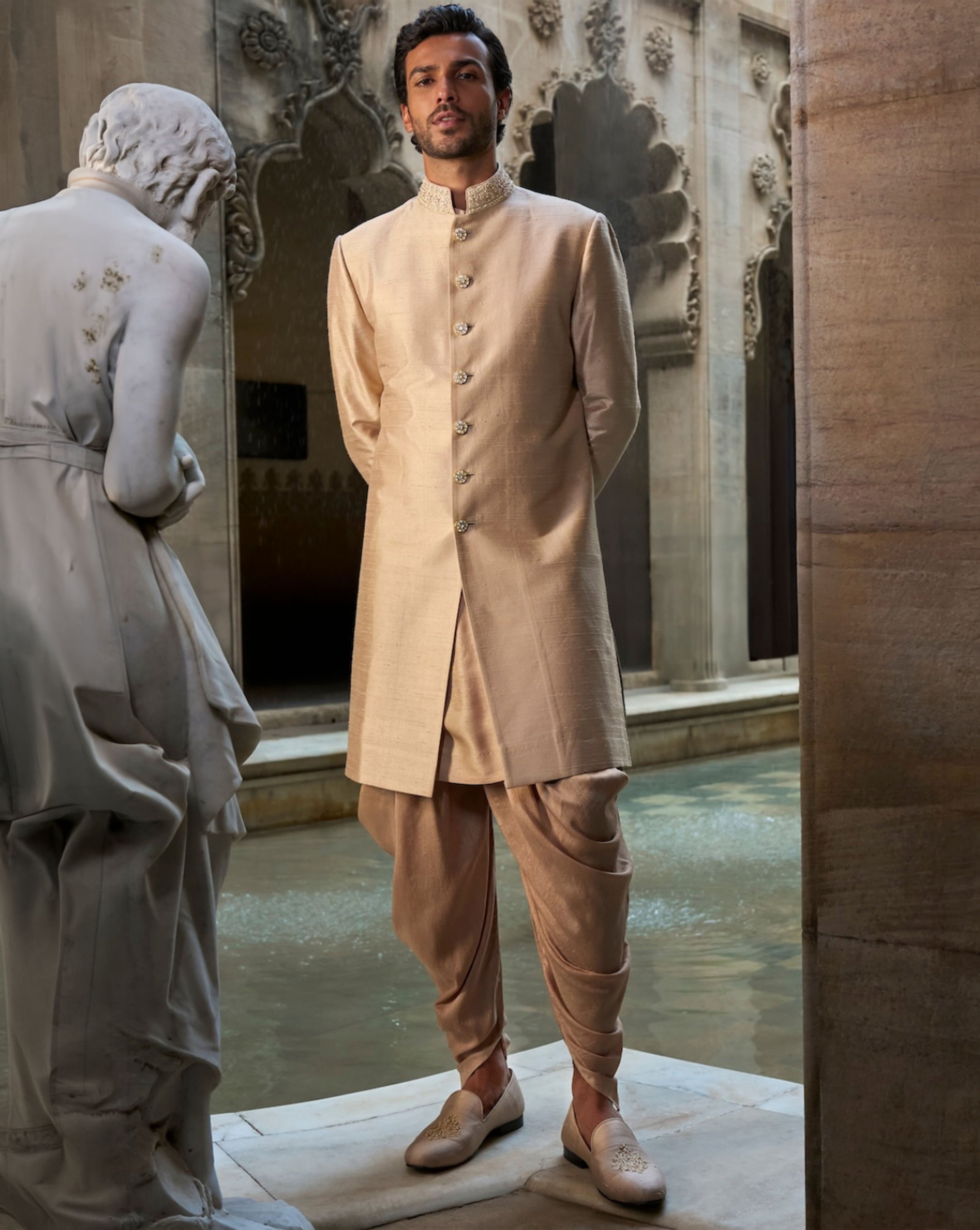 Coffee Gold Sherwani Set