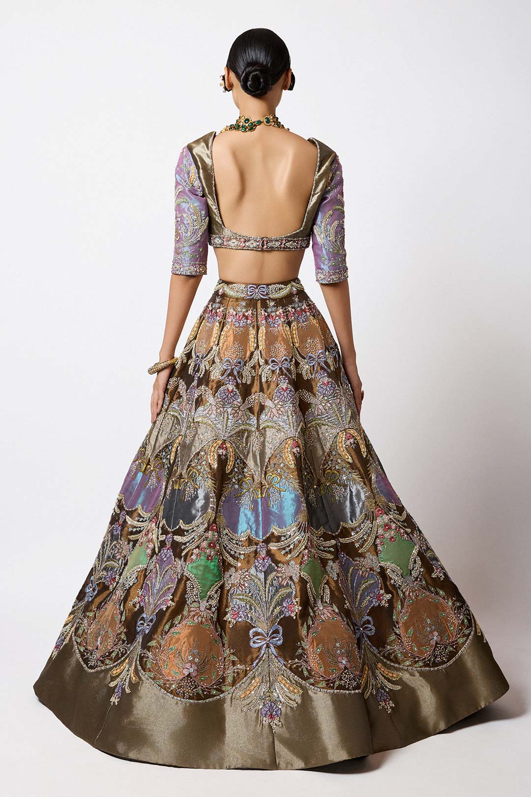 Amarine - Copper Metallic Tissue Lehenga