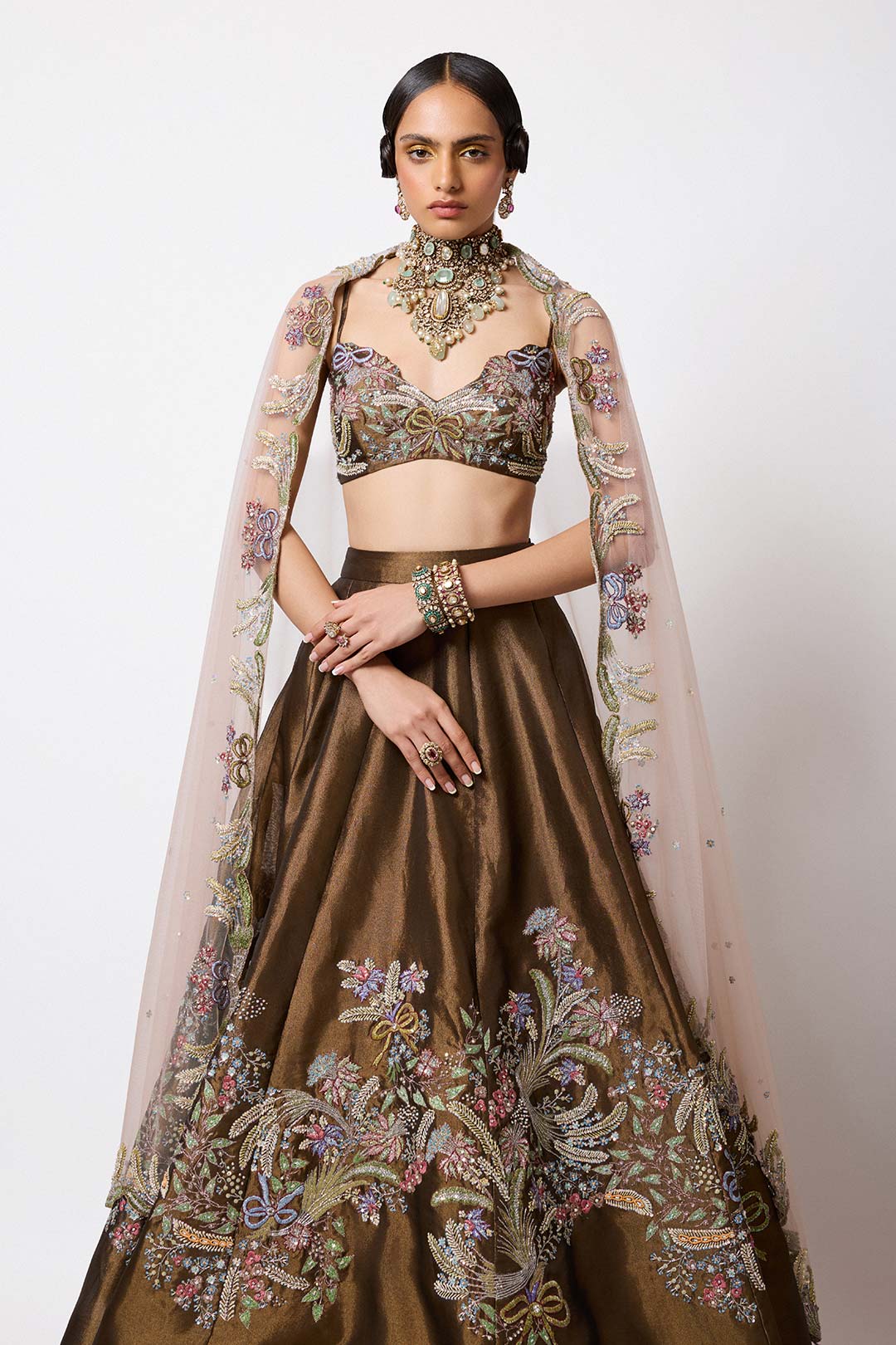 Tasheen Rahimtoola in Bruné - Metallic Tissue Lehenga