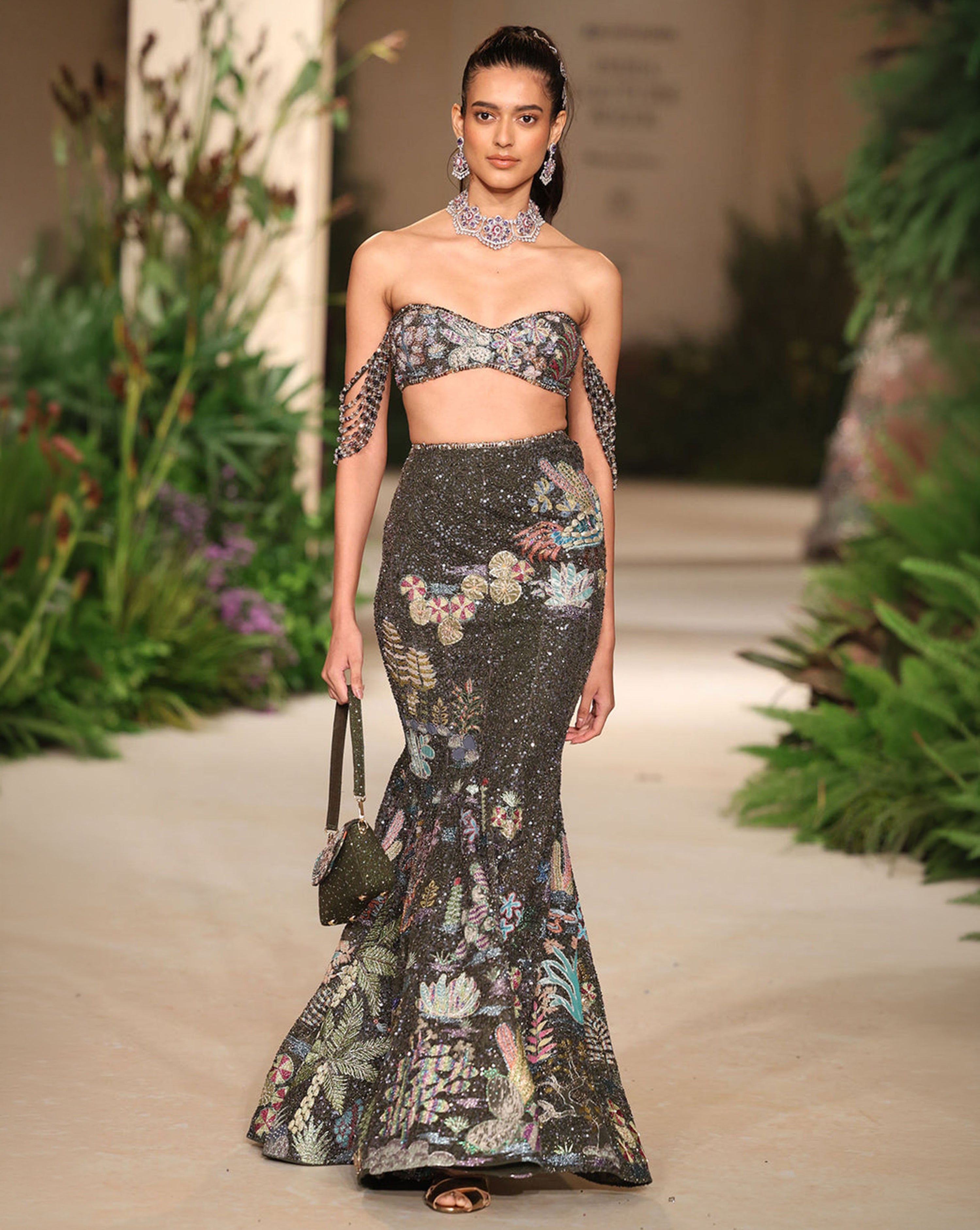 Wildflower - Silver Banarasi Tissue Brocade Lehenga - Ready to Ship