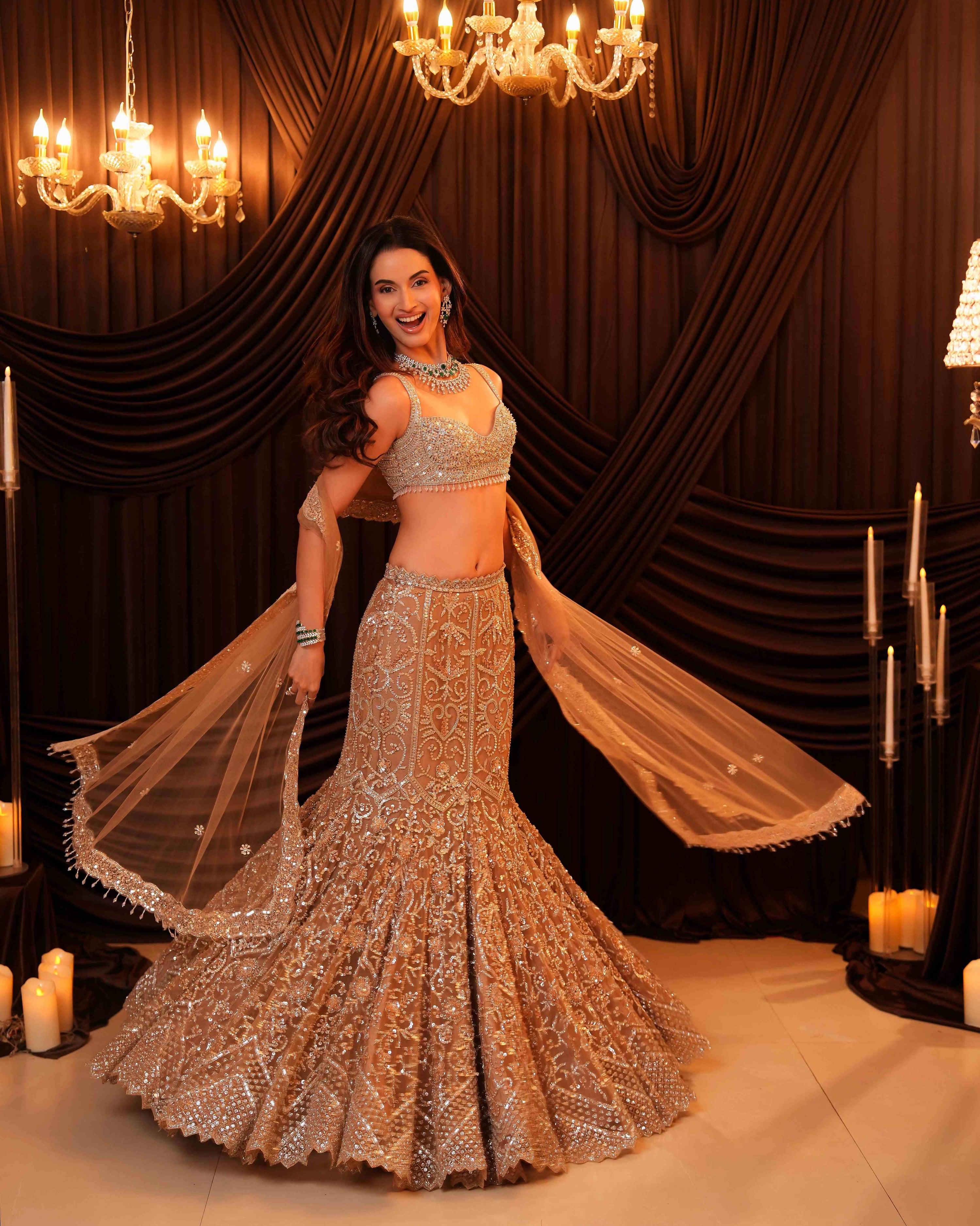 Ira Gold Fishcut Lehenga