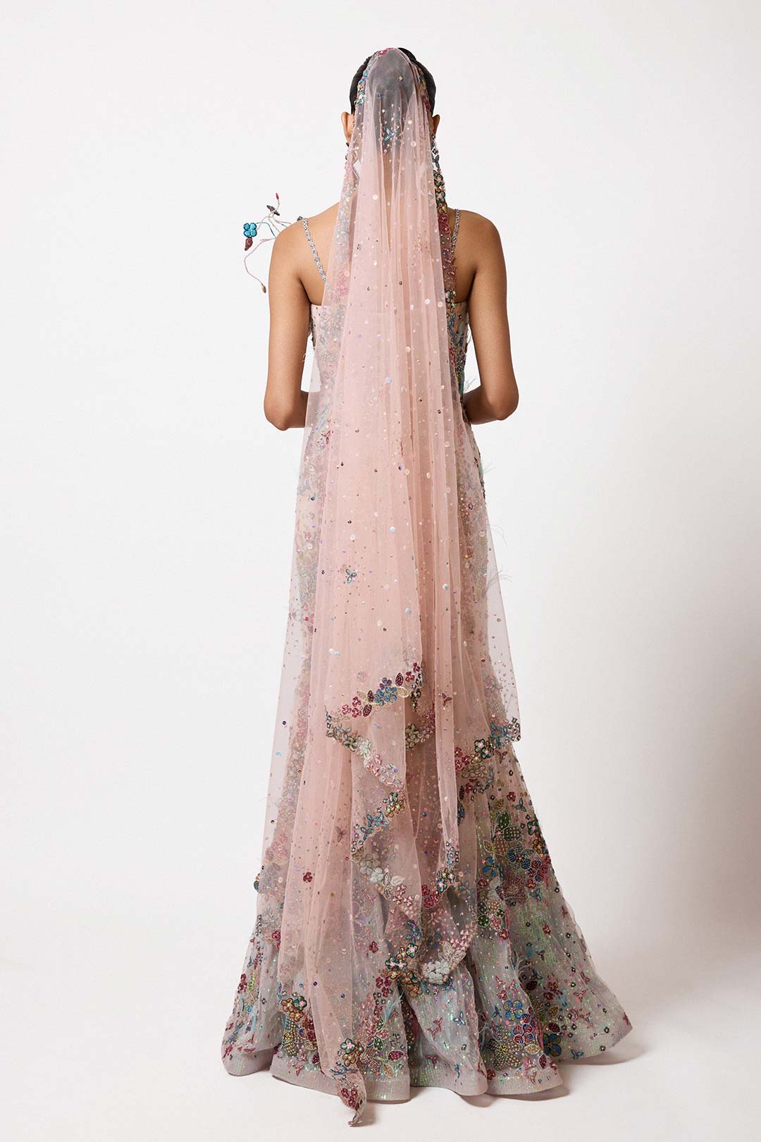 Velisse - Ivory Blue Tulle Fish Tail Gown