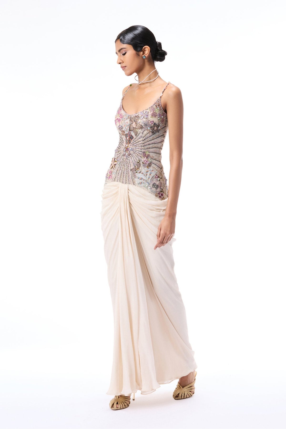Mistmuse - ivory chiffon & tulle gown