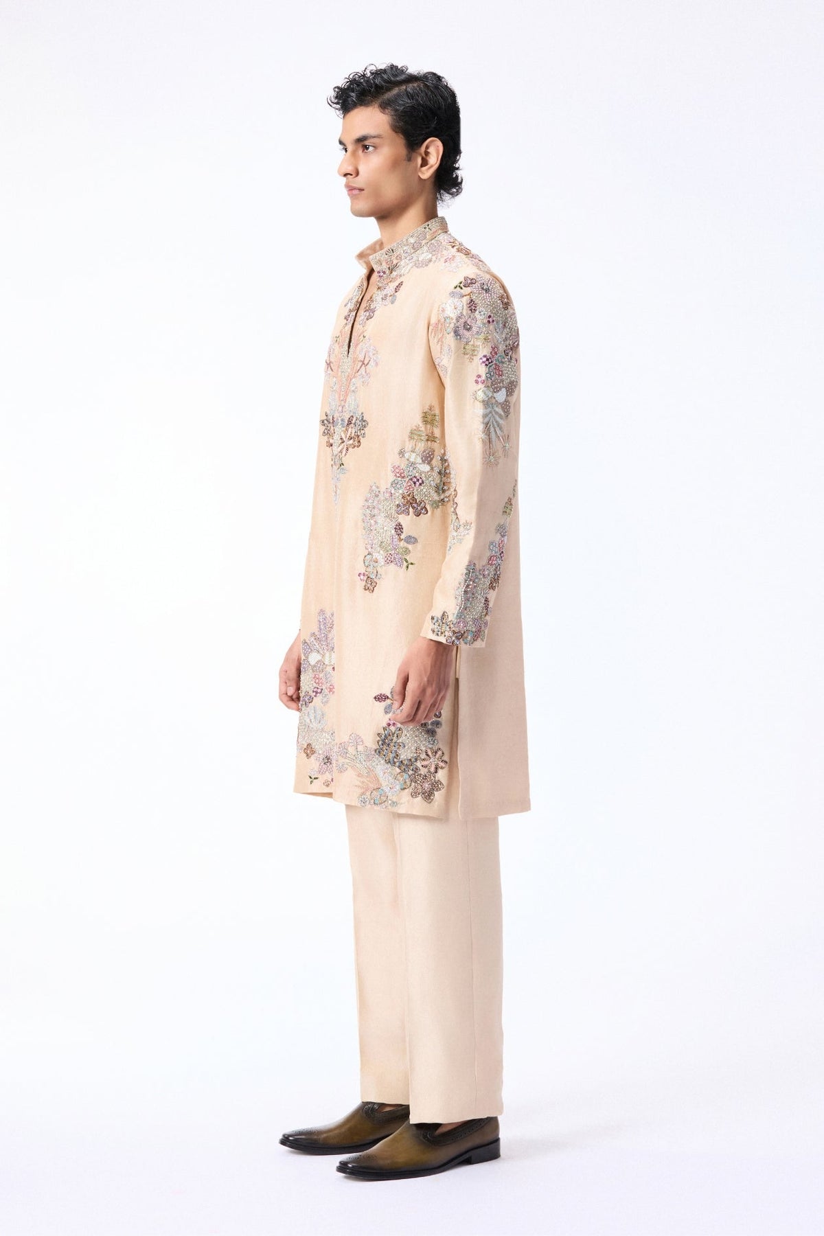 Gloverse - Ivory Dupion Silk Kurta