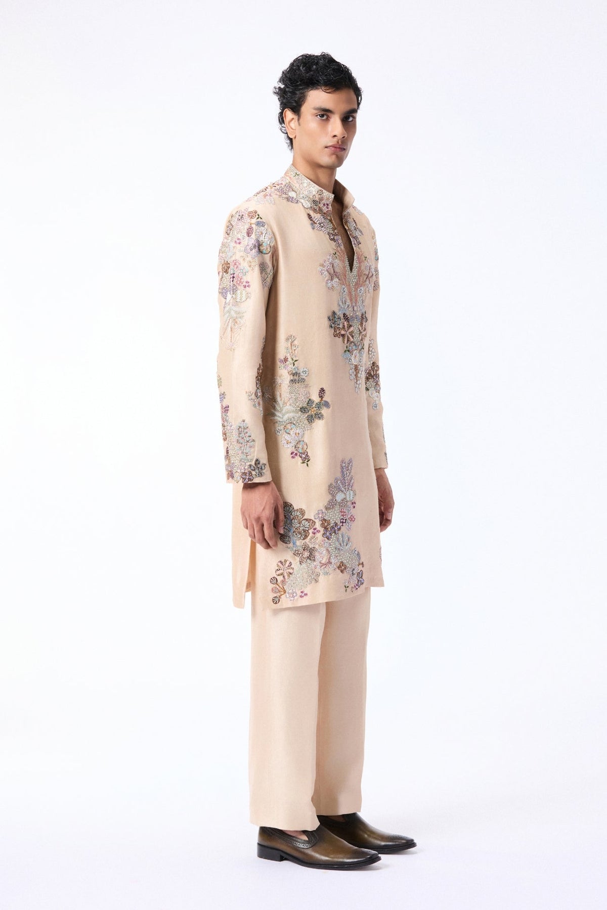 Gloverse - Ivory Dupion Silk Kurta