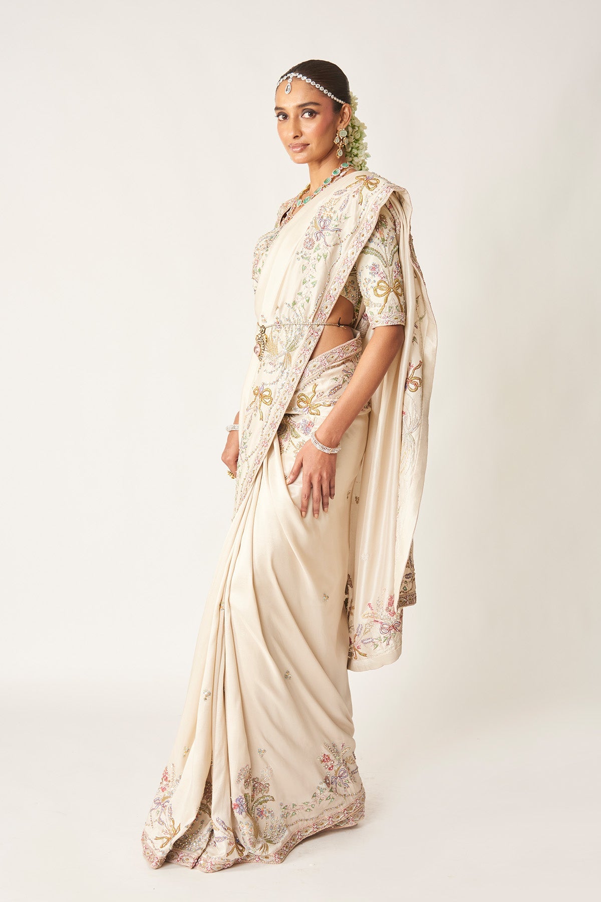 Reva - Ivory Dupion Silk Saree
