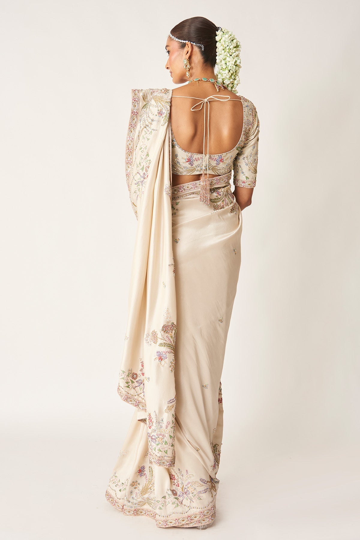 Reva - Ivory Dupion Silk Saree