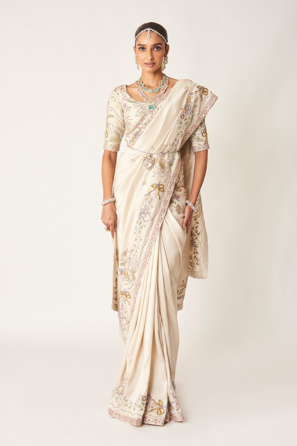 Reva - Ivory Dupion Silk Saree