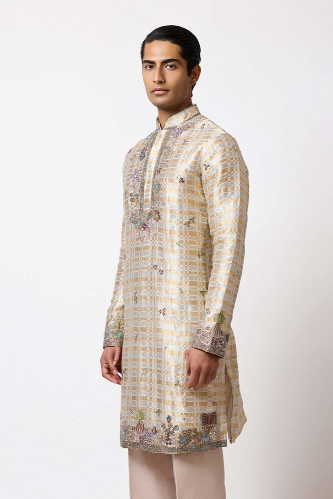 Talon - Ivory Gold Banarasi Tissue Brocade Kurta