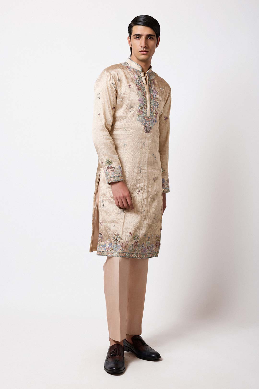 Talon - Ivory Light Gold Banarasi Tissue Brocade Kurta