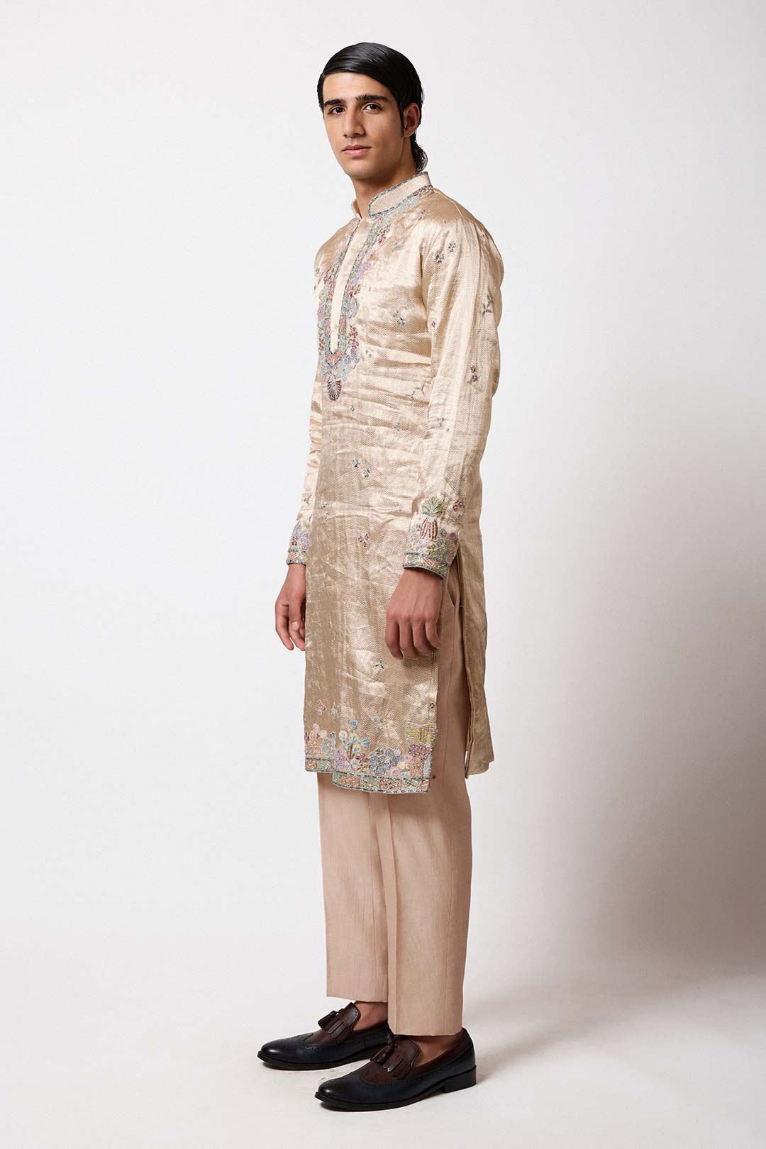 Talon - Ivory Light Gold Banarasi Tissue Brocade Kurta
