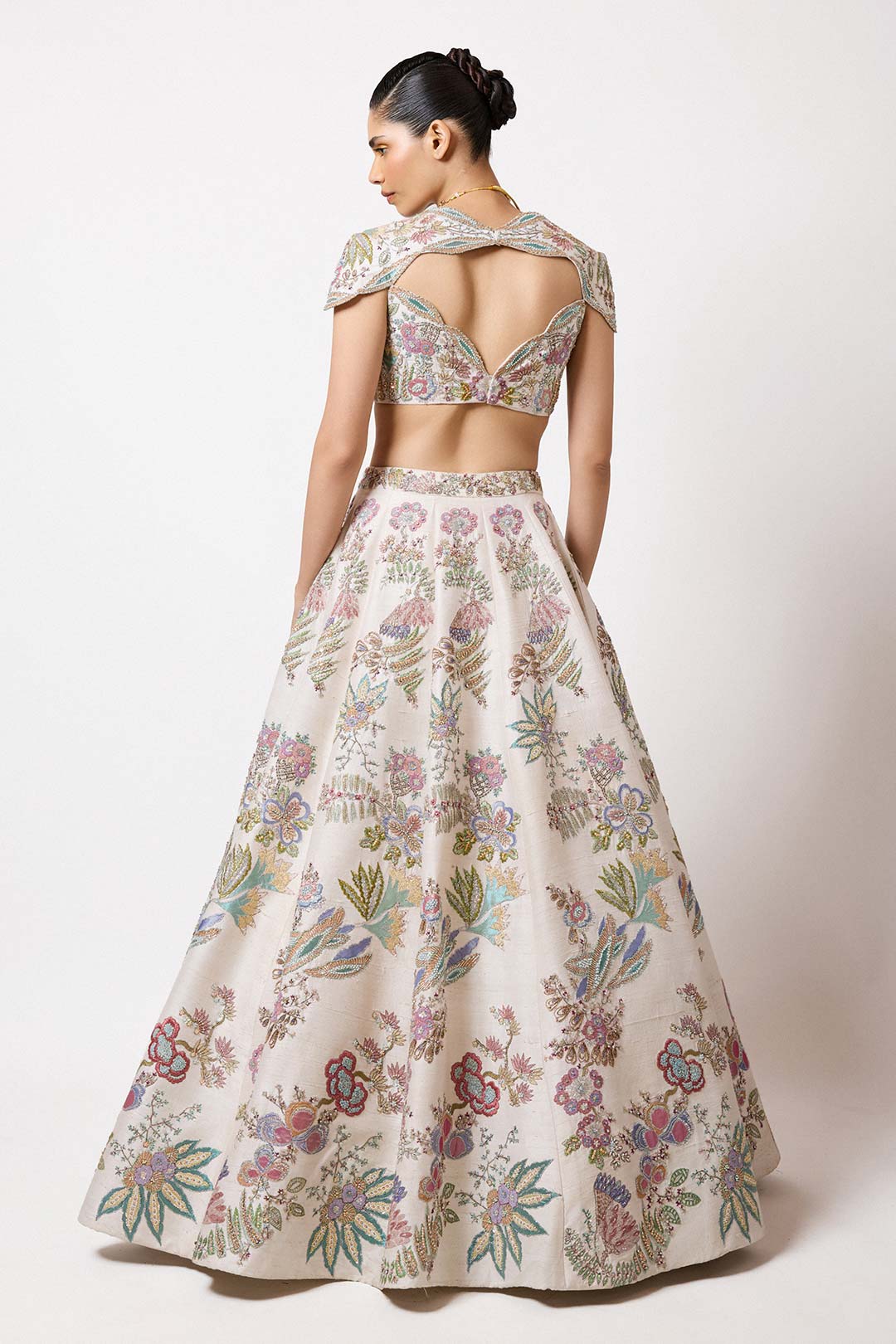 Zoralie - Ivory Raw Silk Lehenga