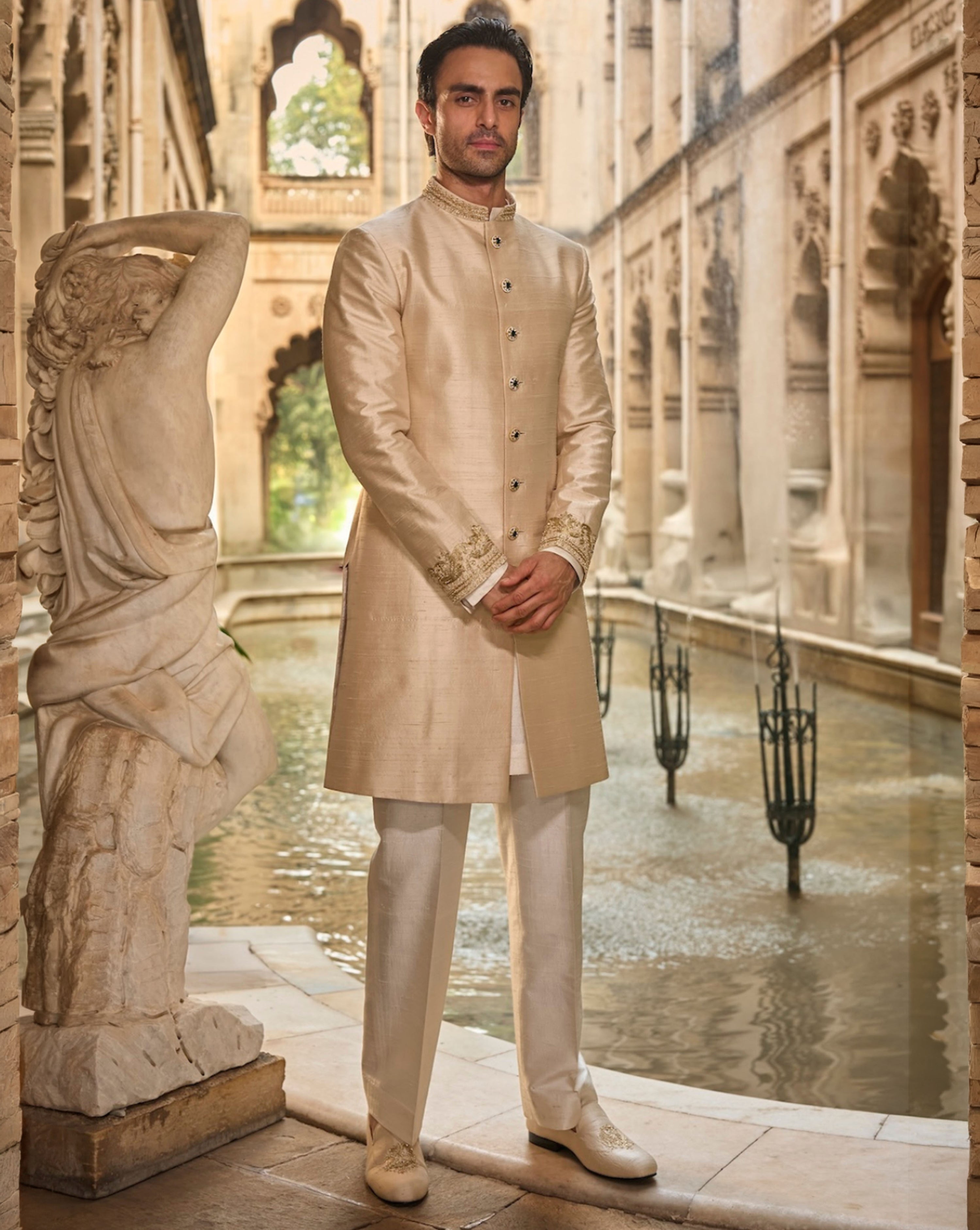 Light Beige Sherwani Set