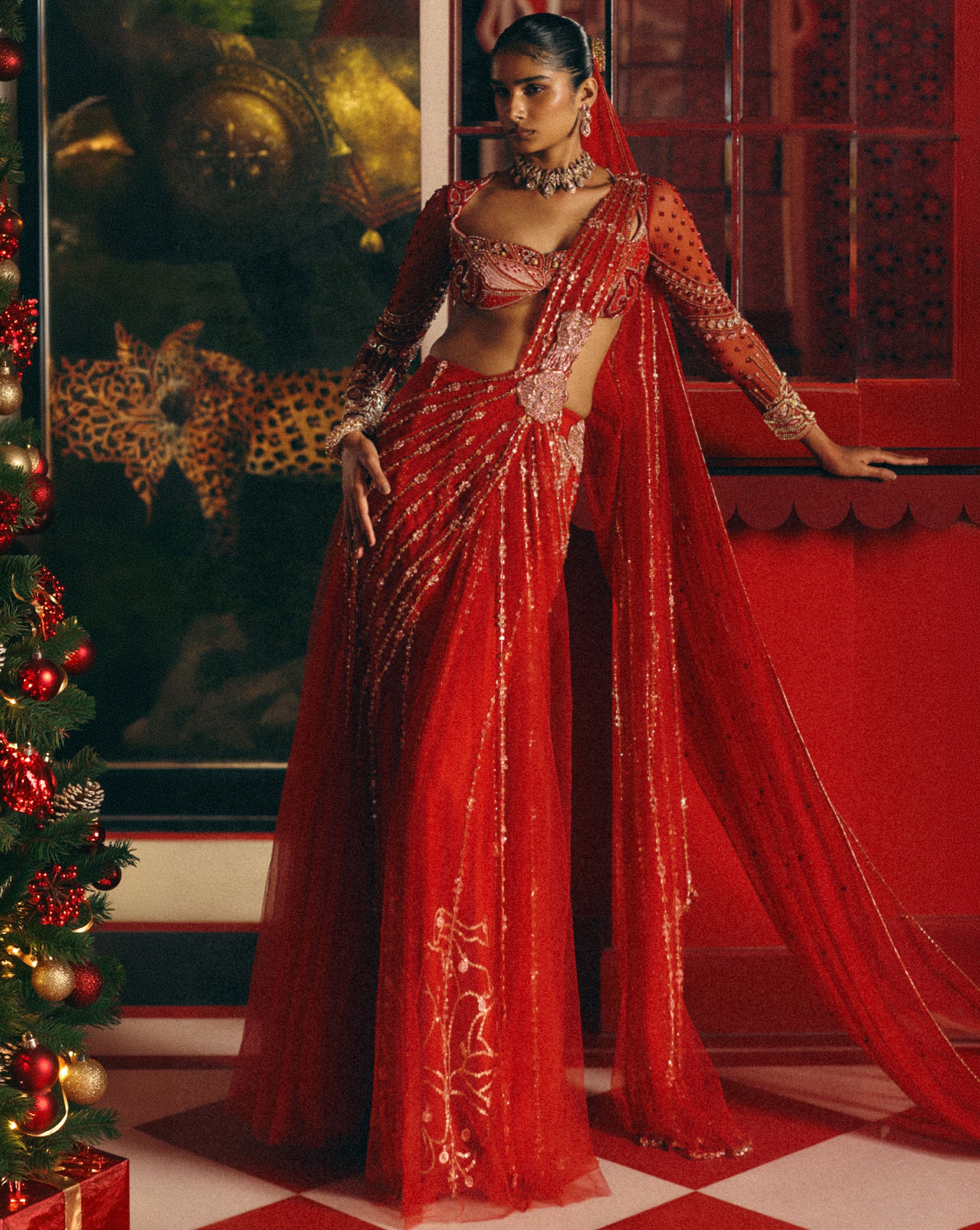 Lunar Red Saree