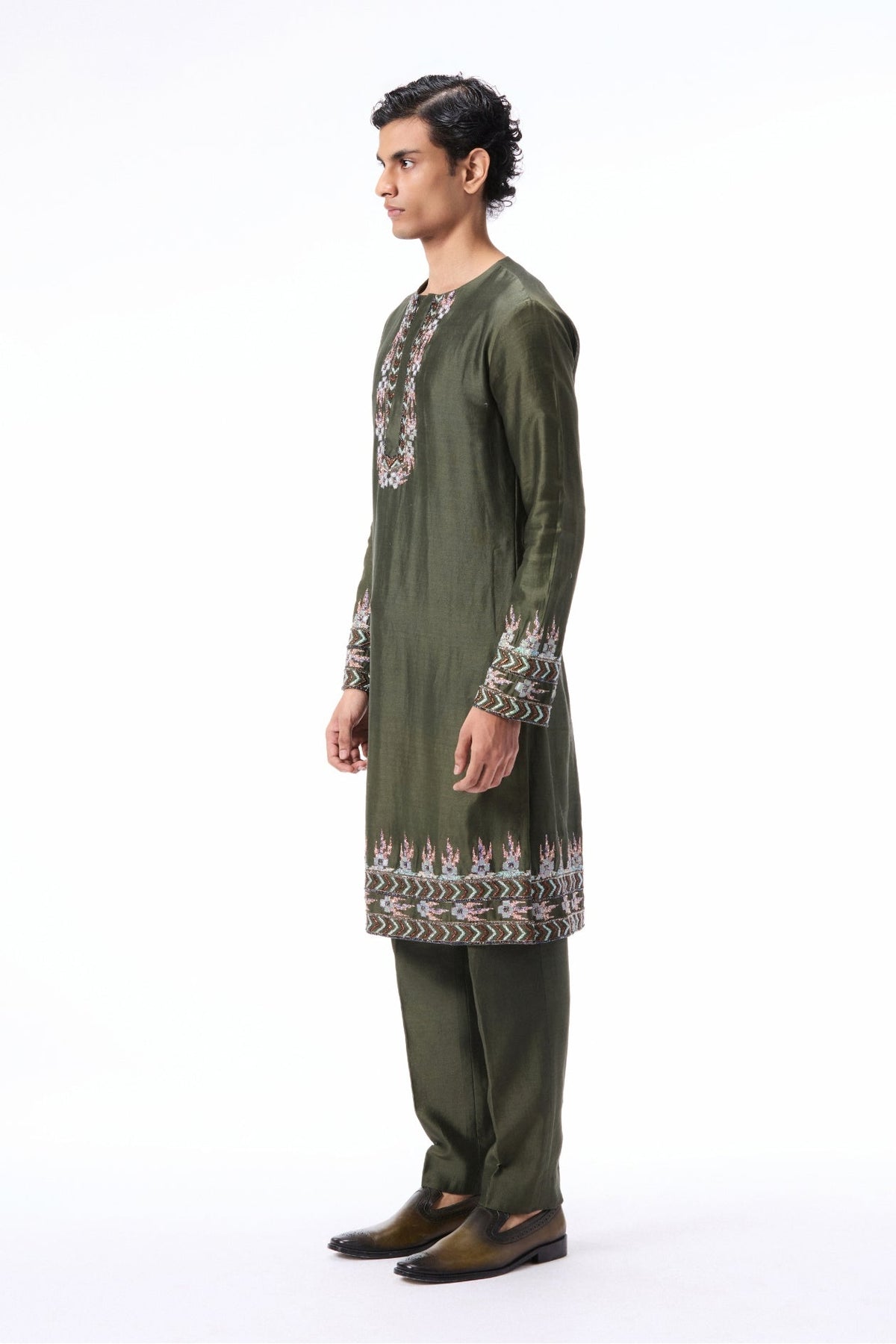 Edenwhirl - Lush Green Chanderi Silk Kurta