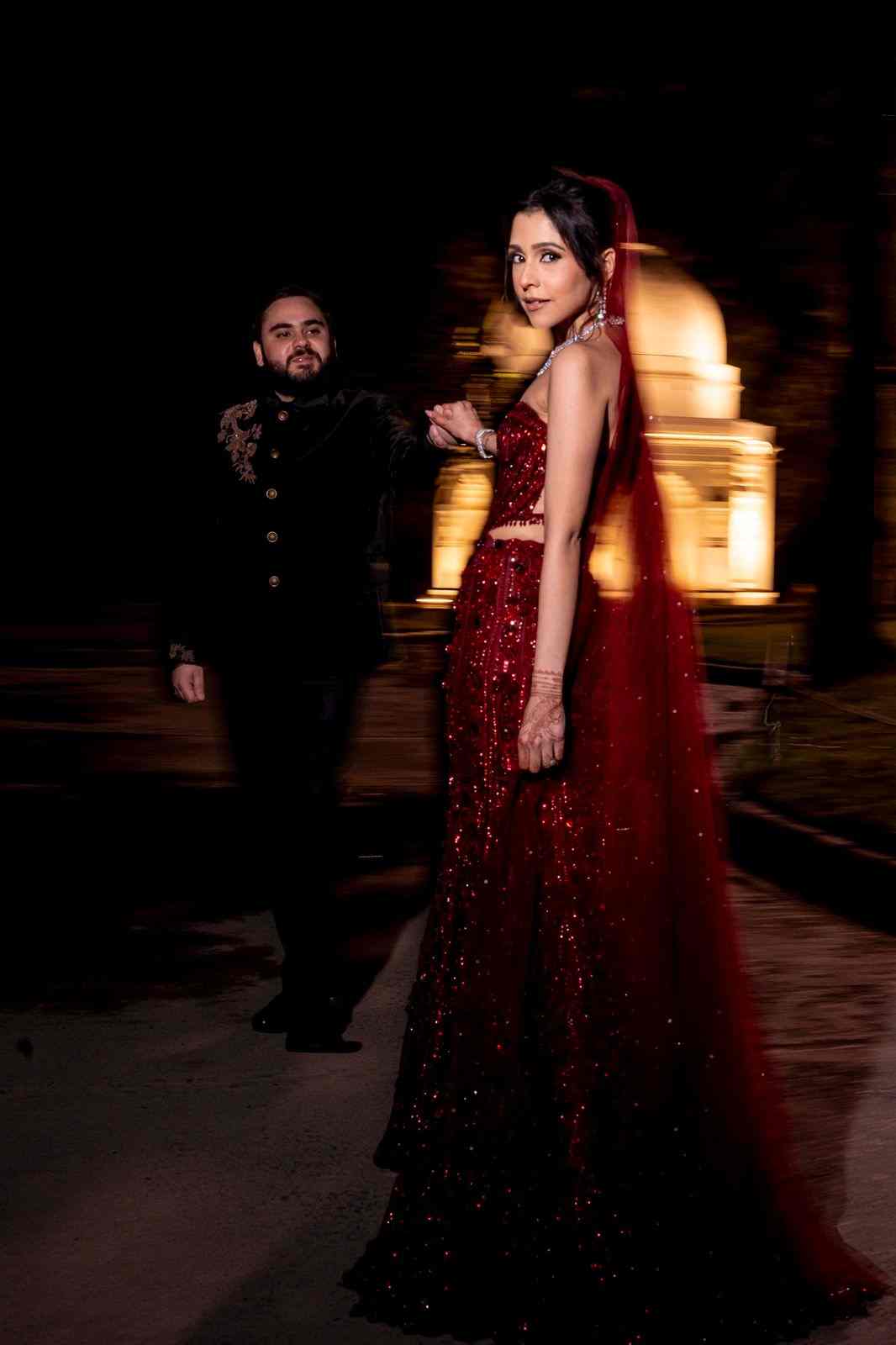 Maroon corset fishcut lehenga