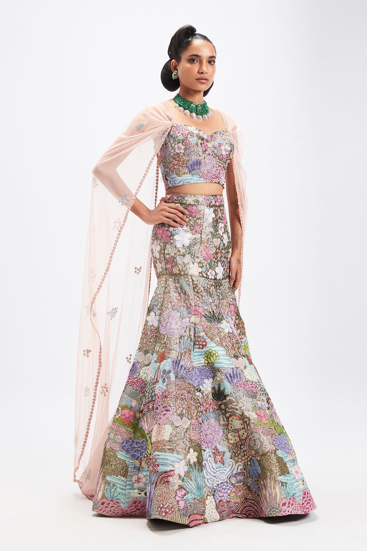 Sharvari In Doréna - Grey Metallic Tissue Mermaid Lehenga