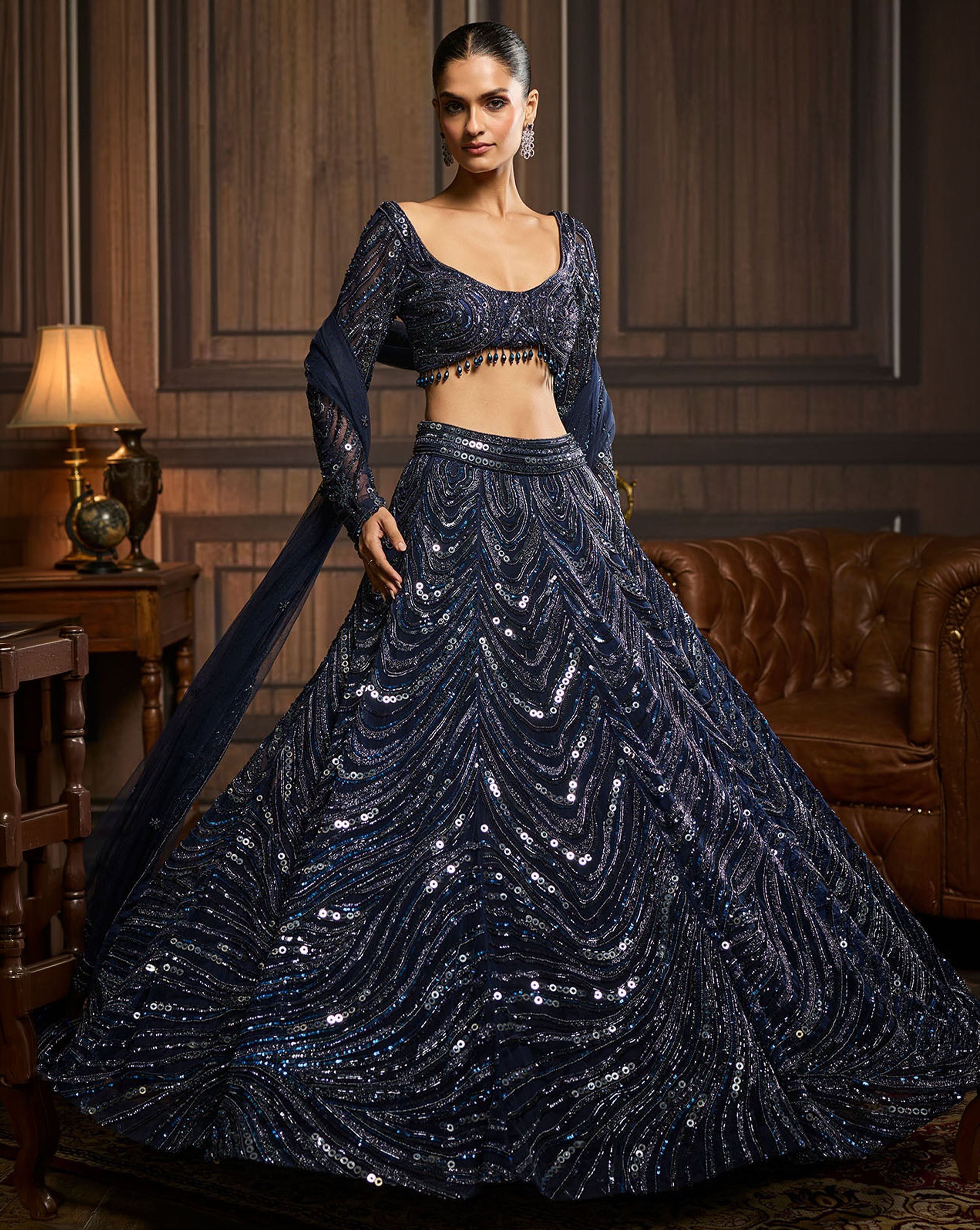 Midnight Blue Embellished Lehenga Set