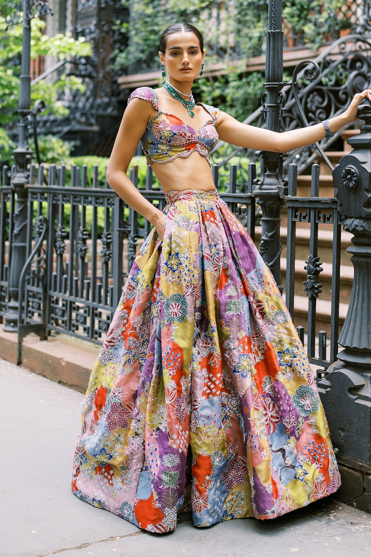 Nolina - multicolour Organza Lehenga