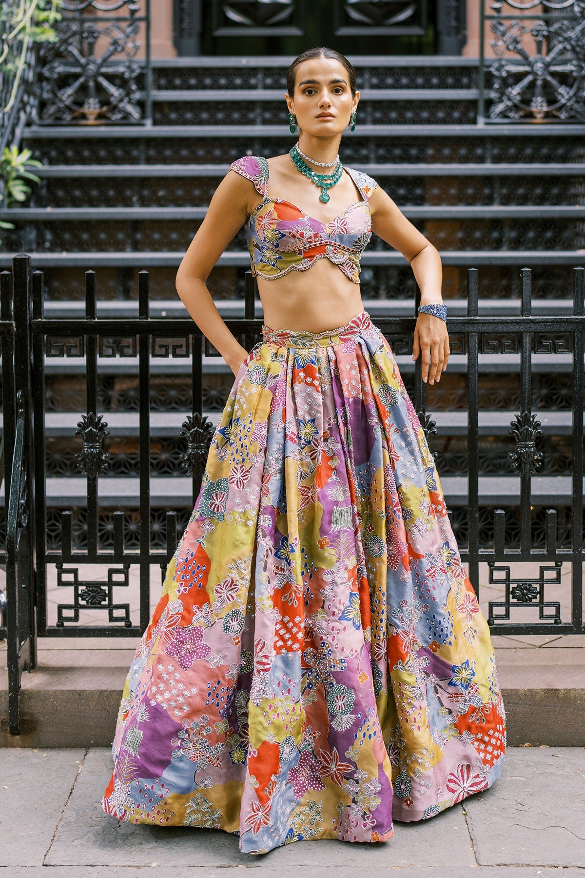 Nolina - multicolour Organza Lehenga