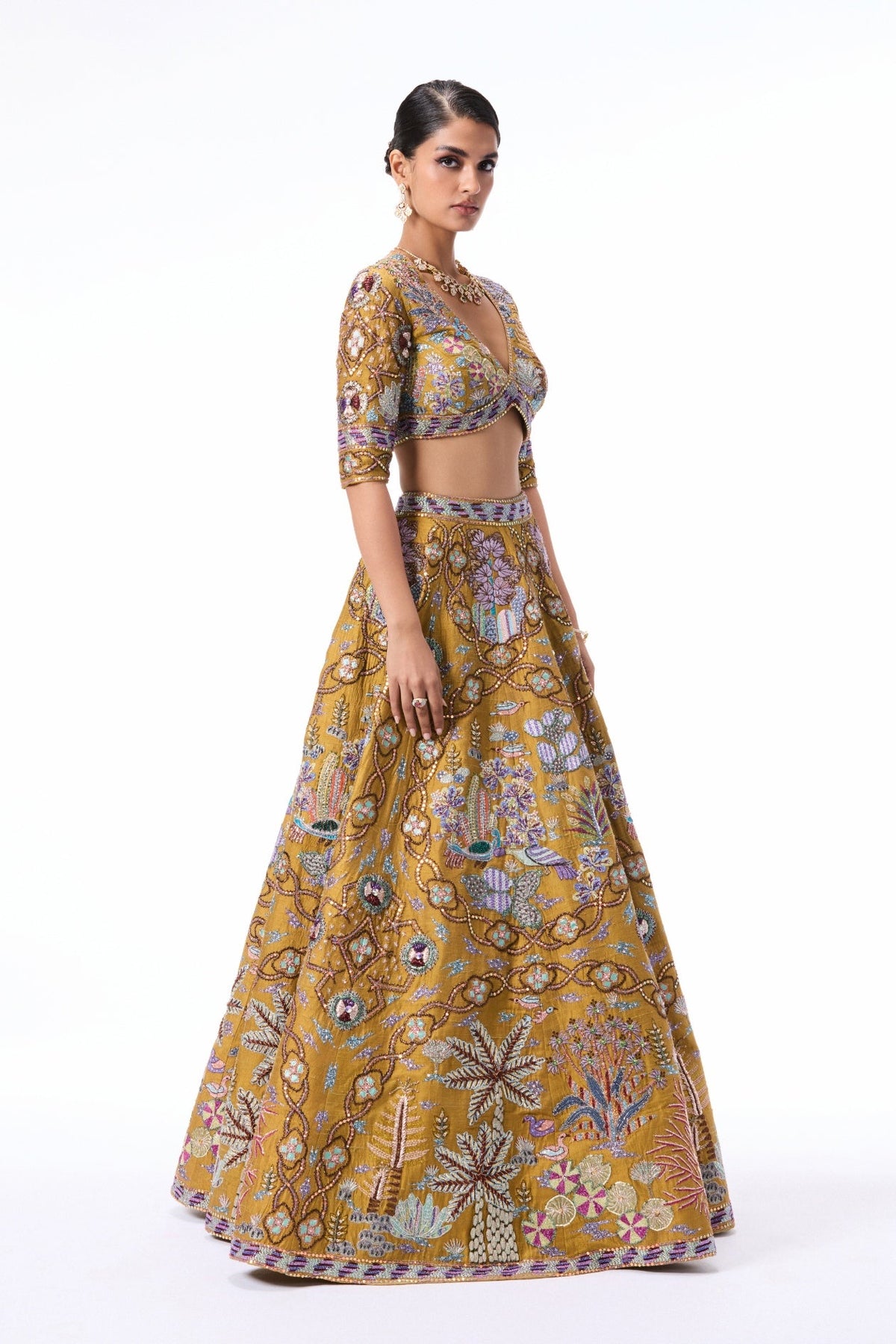 Sunspell - Mustard Raw Silk Lehenga