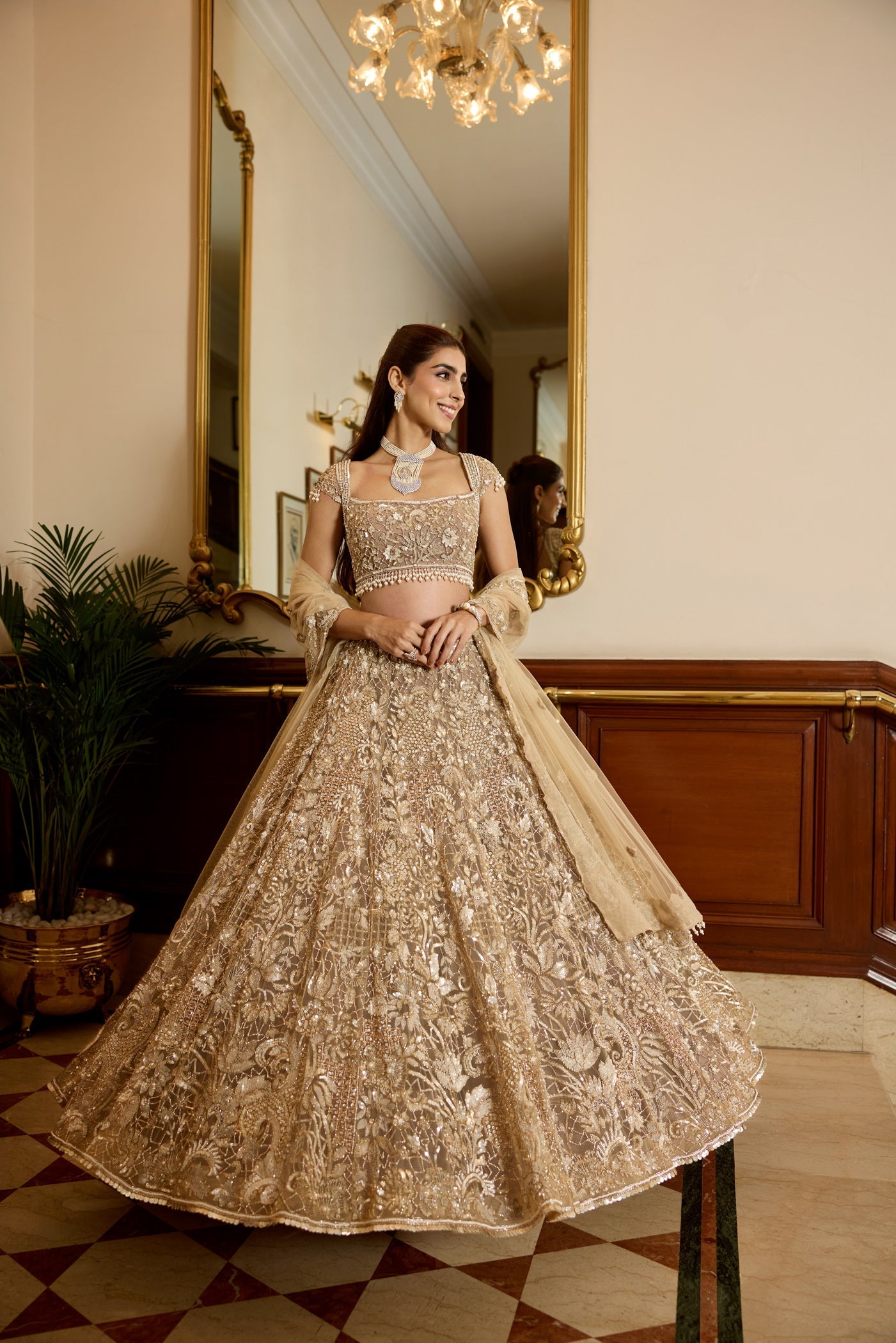 Light Gold Carmela Lehenga Set