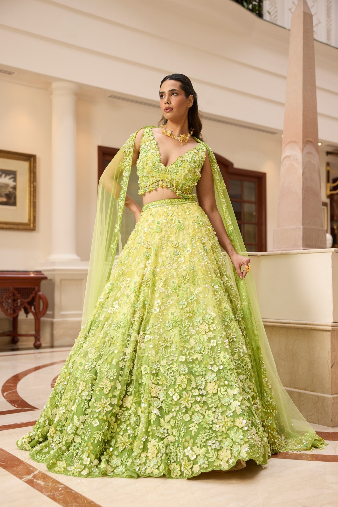 Lime Green Ombre Stella Lehenga Set