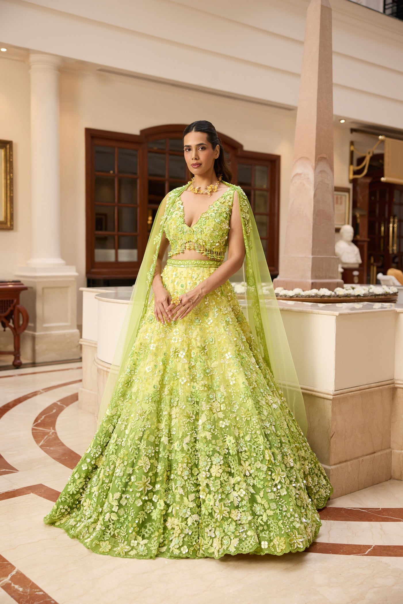 Lime Green Ombre Stella Lehenga Set