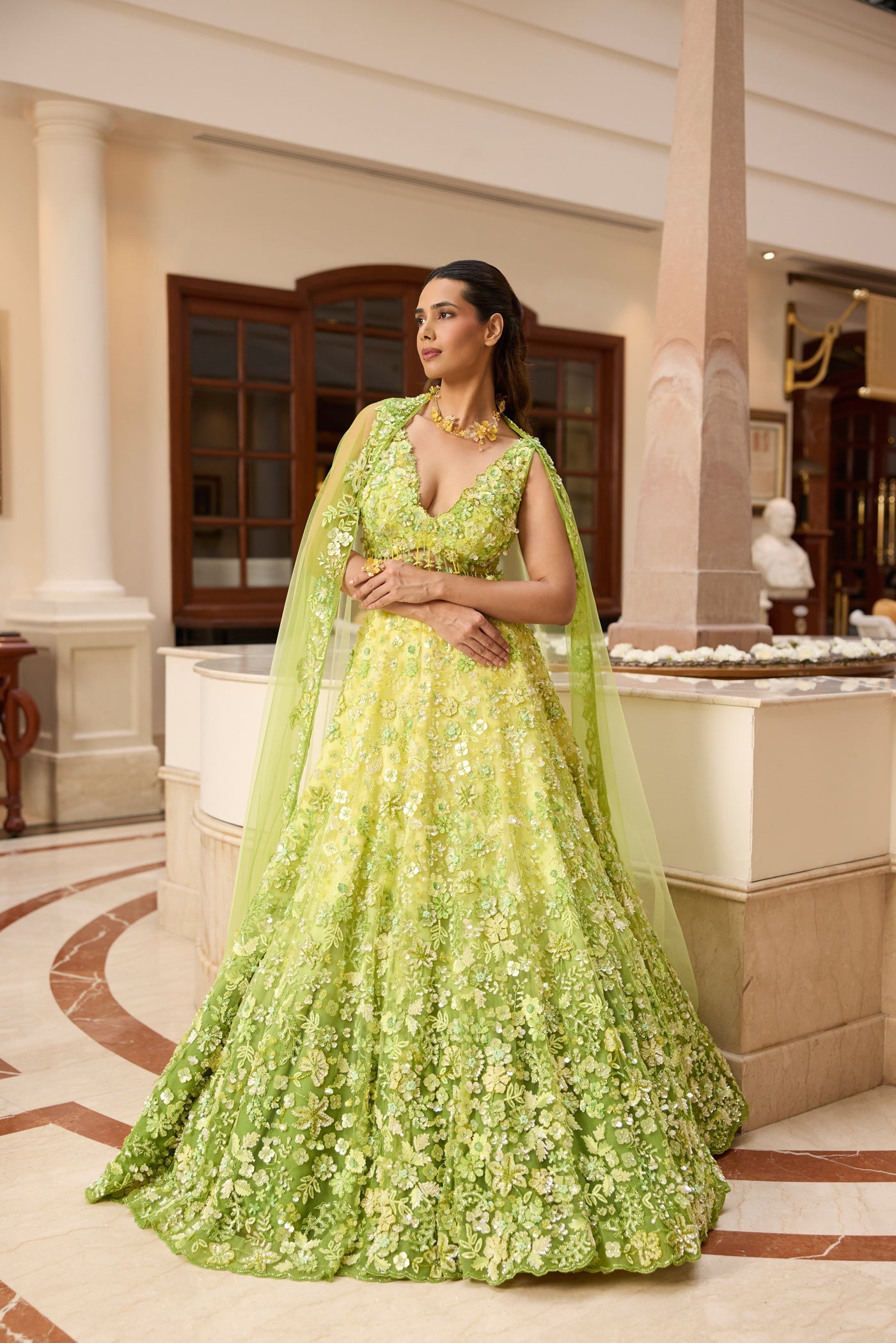 Lime Green Ombre Stella Lehenga Set