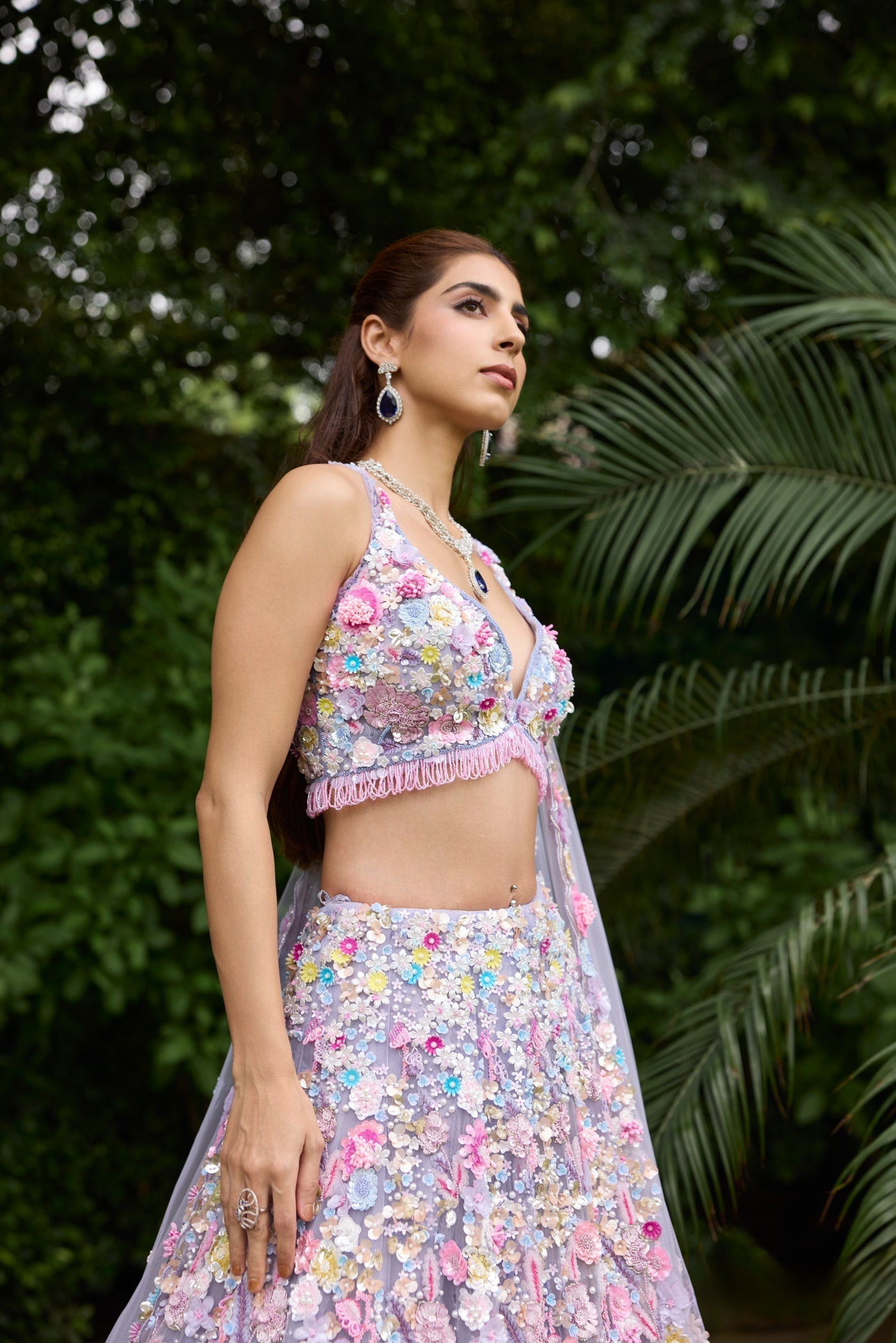 Lavender Multicolour 3d Irina Lehenga Set